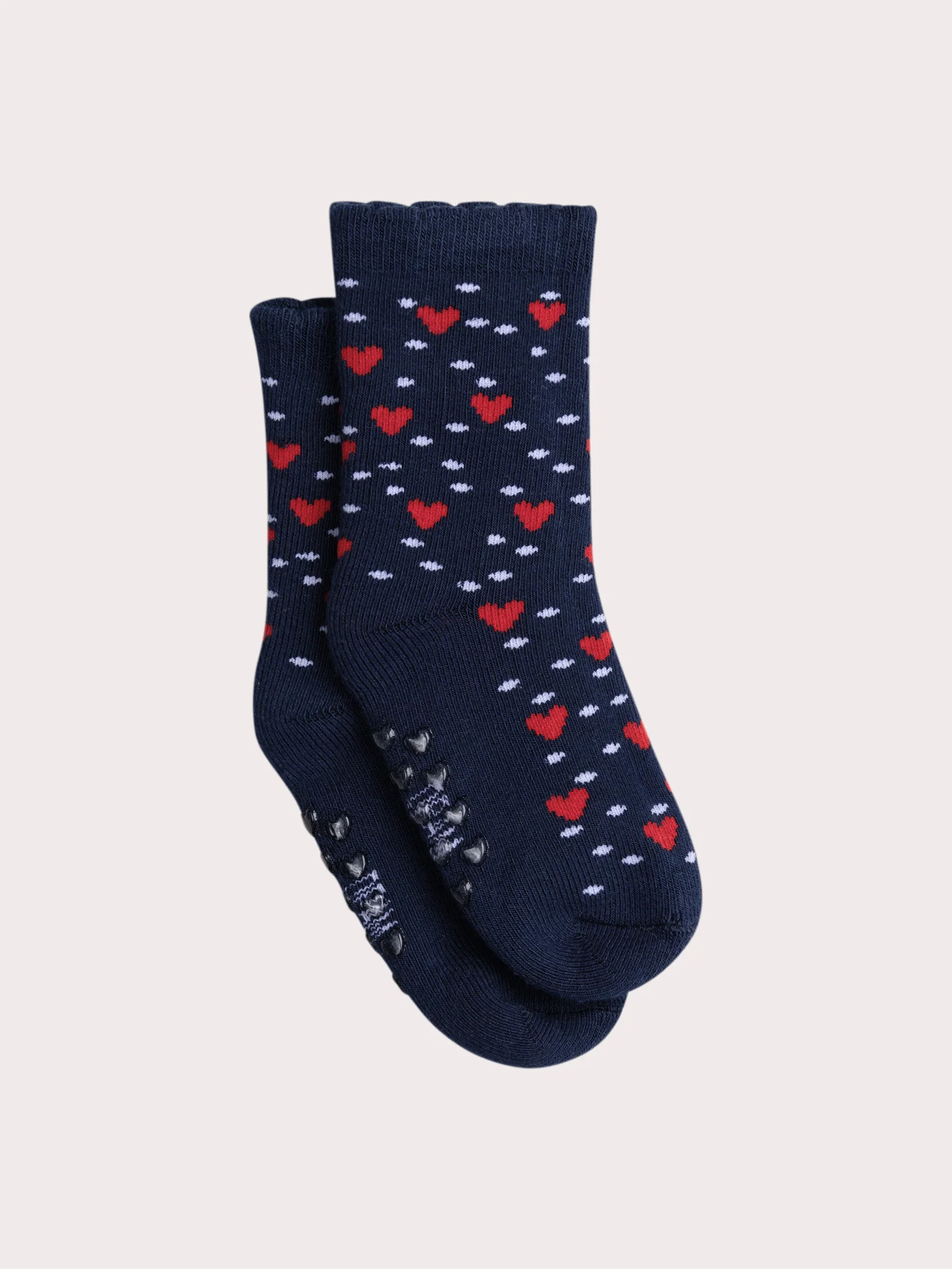 Chaussettes chaudes & antidérapantes marine pour bébé fille