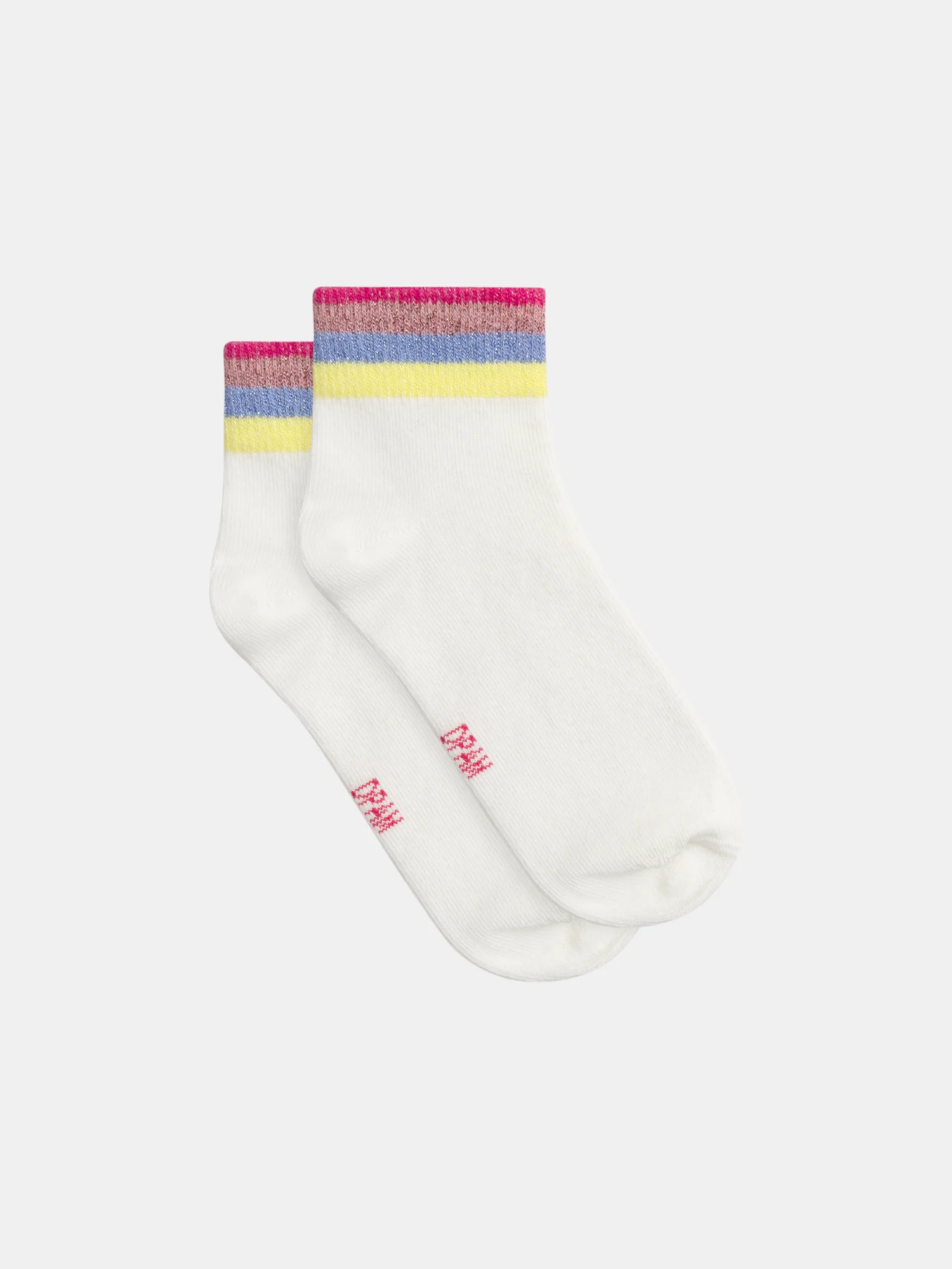 Socquettes écrues pailletées multicolores pour fille