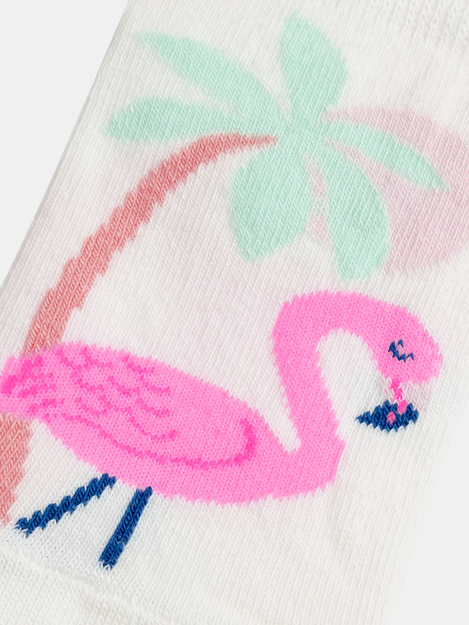 Socquettes écrues motifs flamants roses pour fille - Image 2
