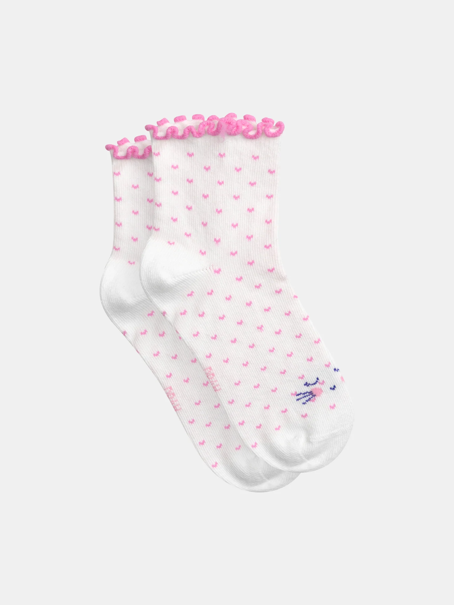 Chaussettes écrues motif chat pour bébé fille