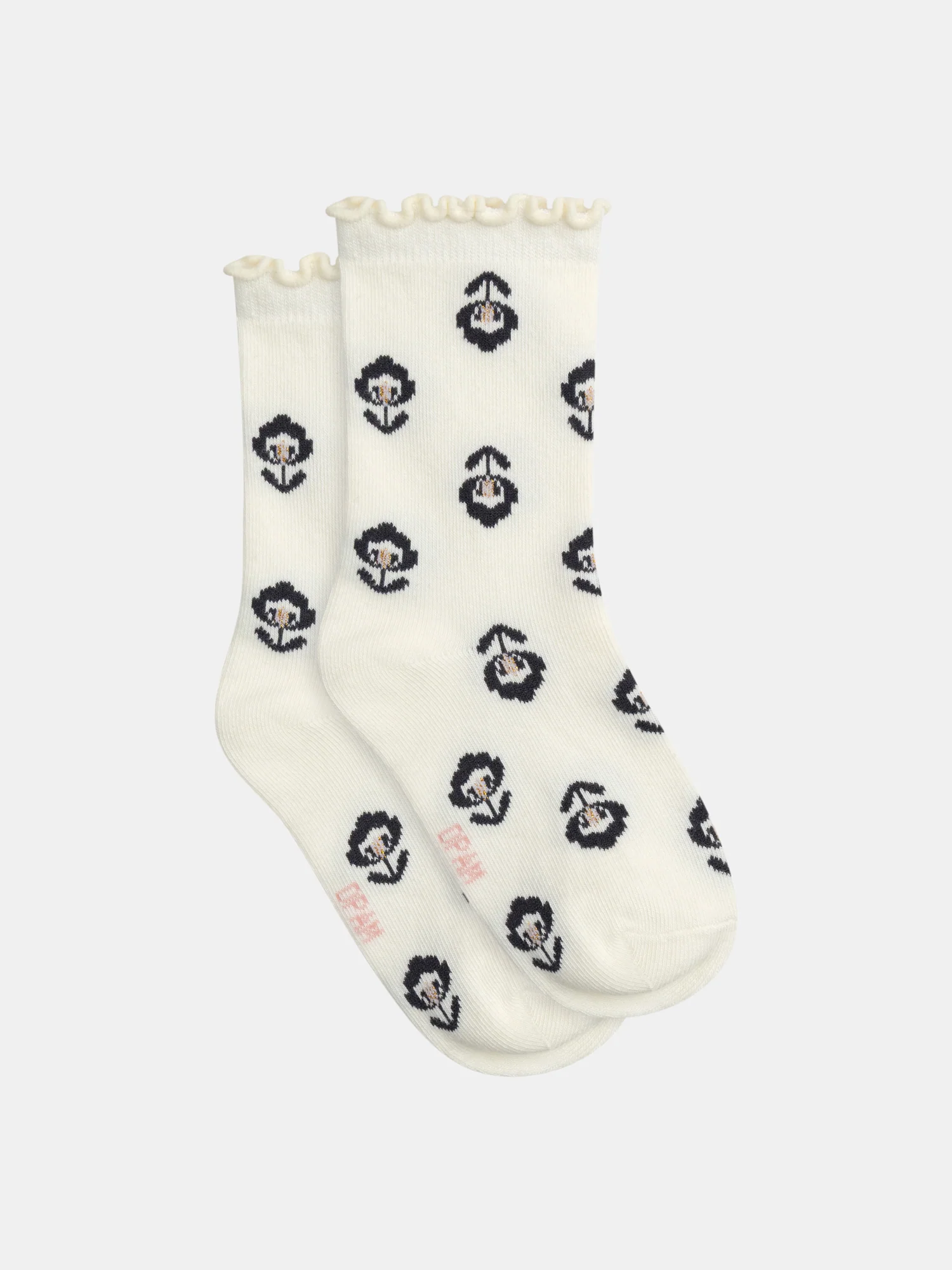 Chaussettes écrue à motif fleurs pour fille