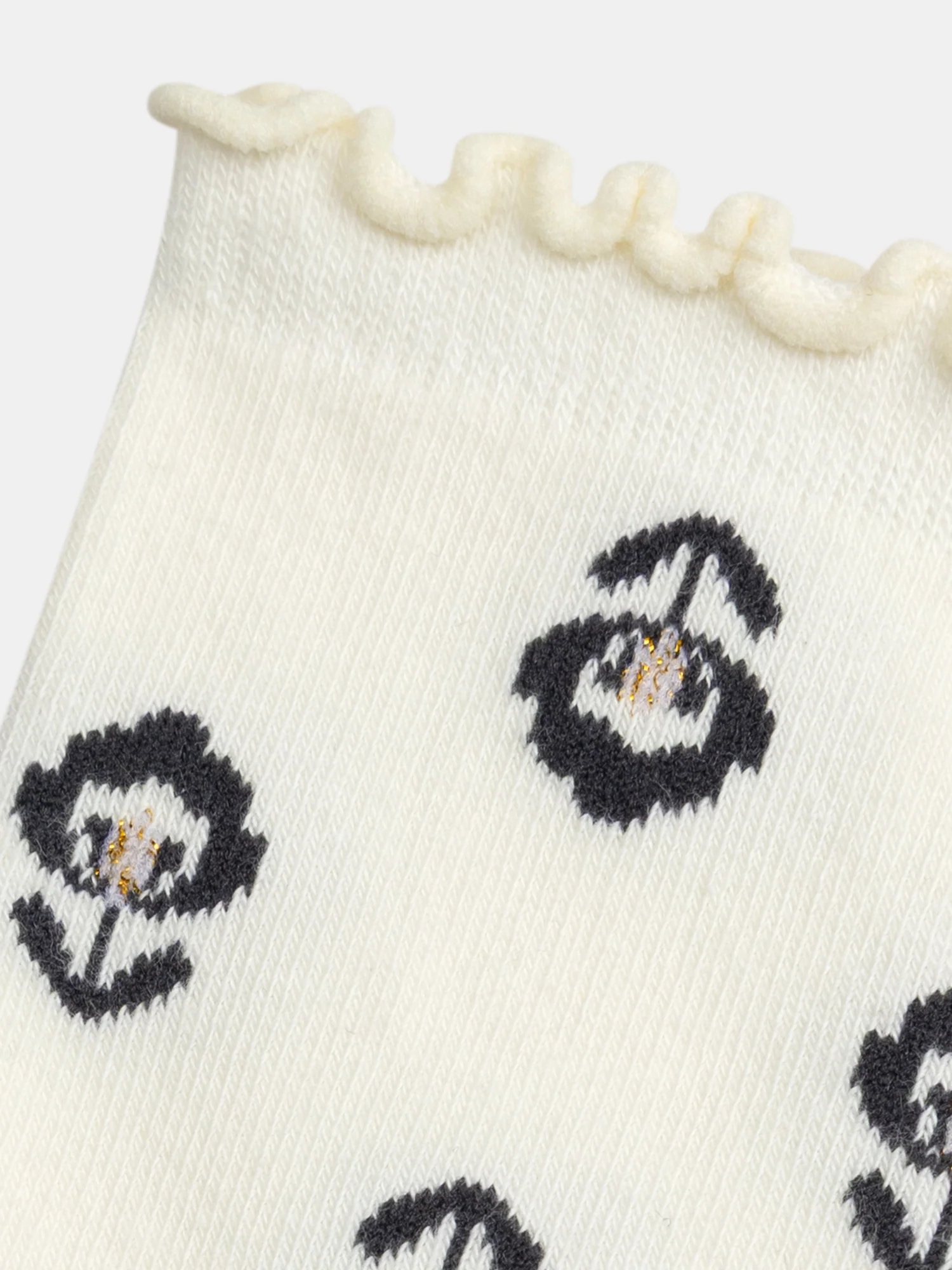 Chaussettes écrue à motif fleurs pour fille - Image 2