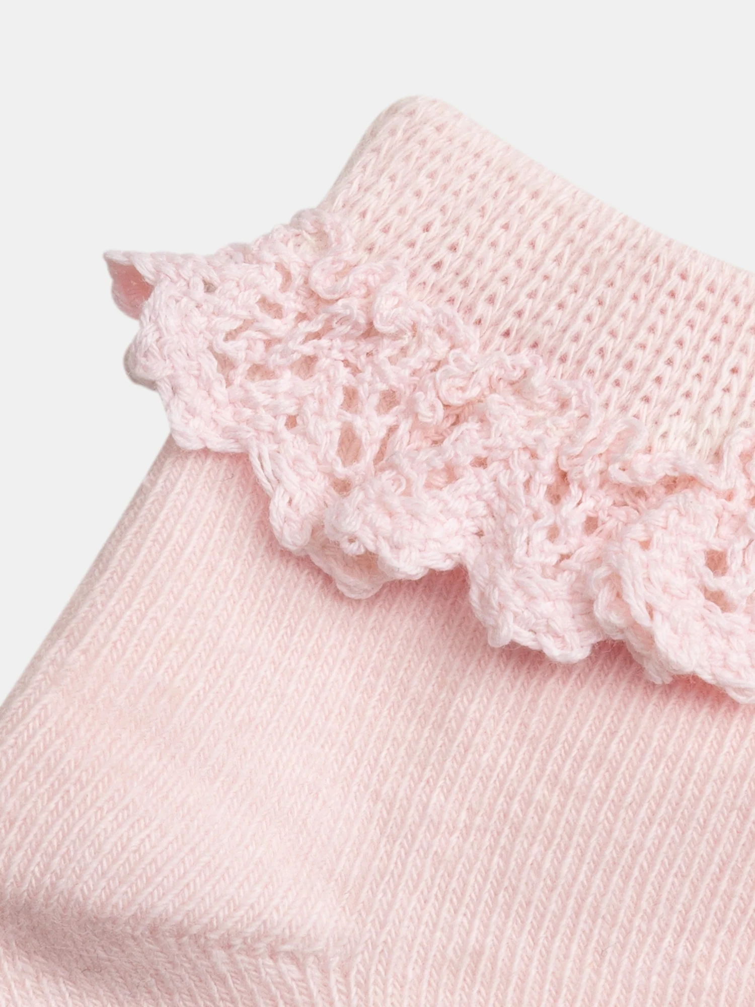 Chaussettes rose pâle à dentelle pour bébé fille - Image 2