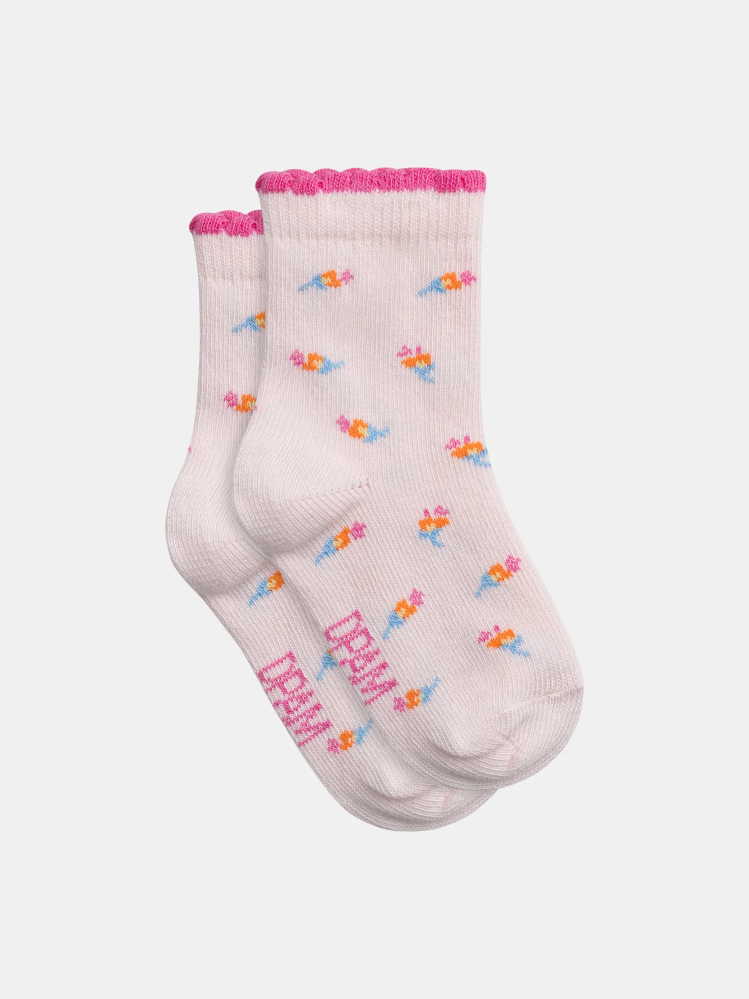 Chaussettes rose pâle à motif fleurs pour bébé fille