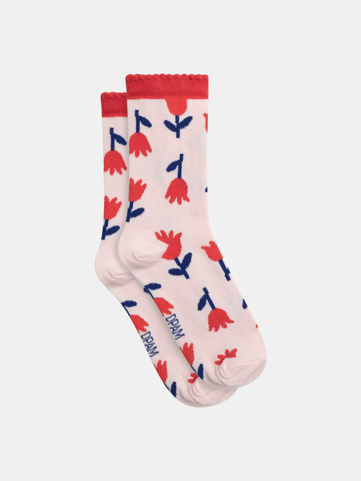Chaussettes roses à motif tulipes pour fille