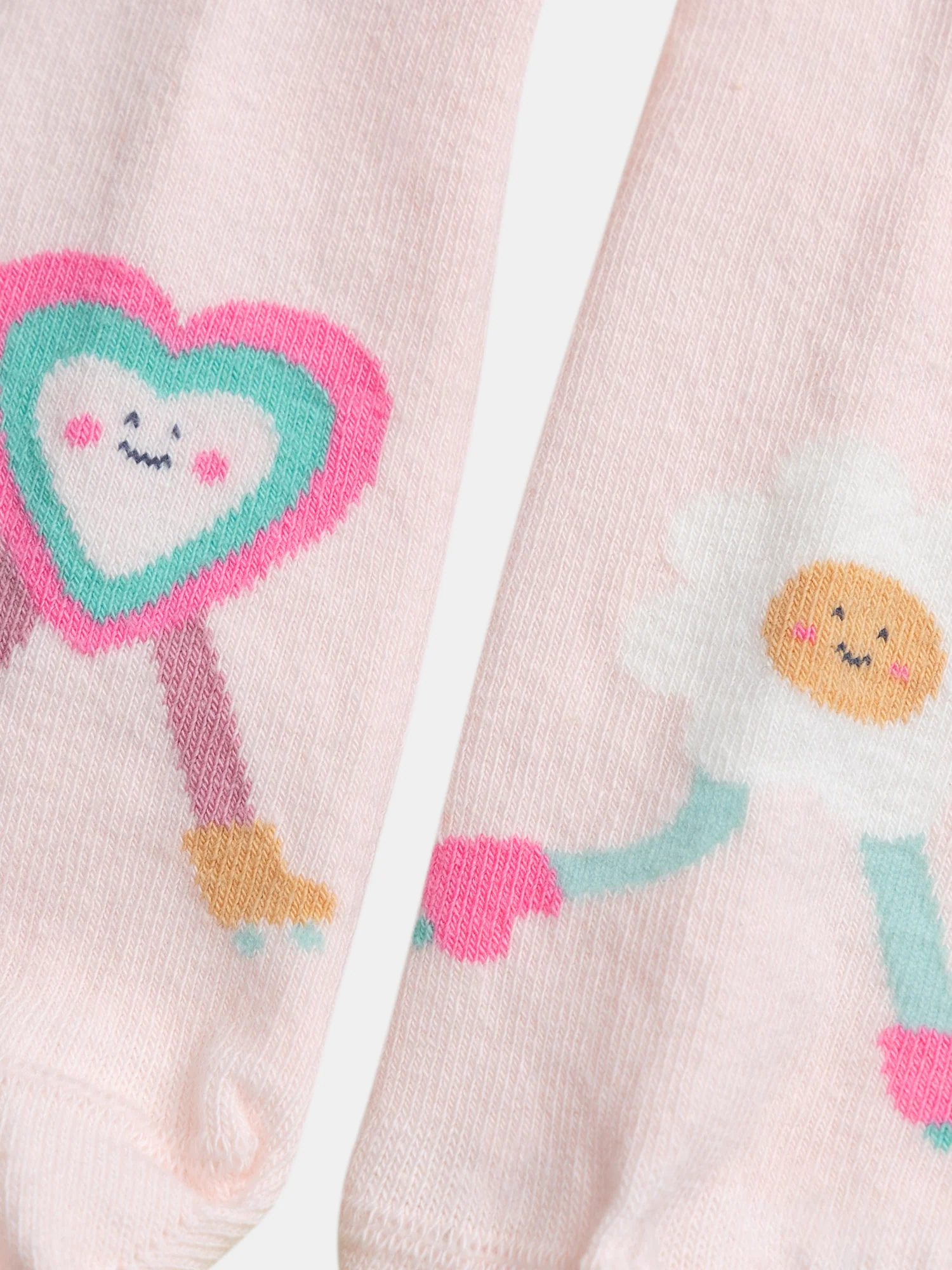 Chaussettes roses cœur et fleur pour fille - Image 2