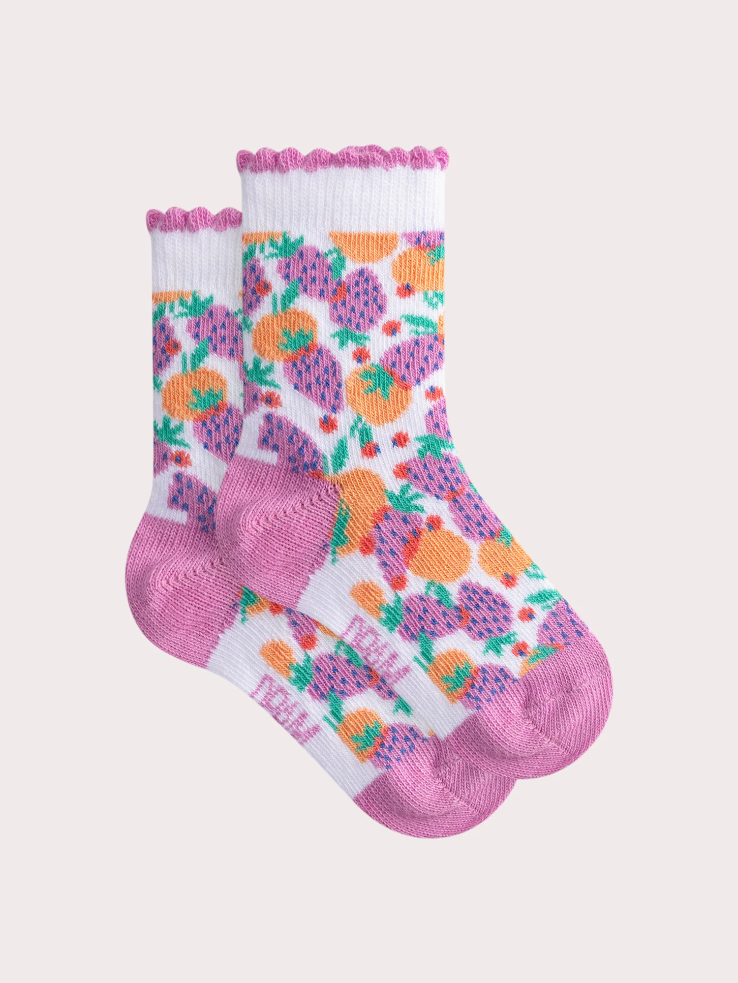Chaussettes roses motif fruits pour bébé fille