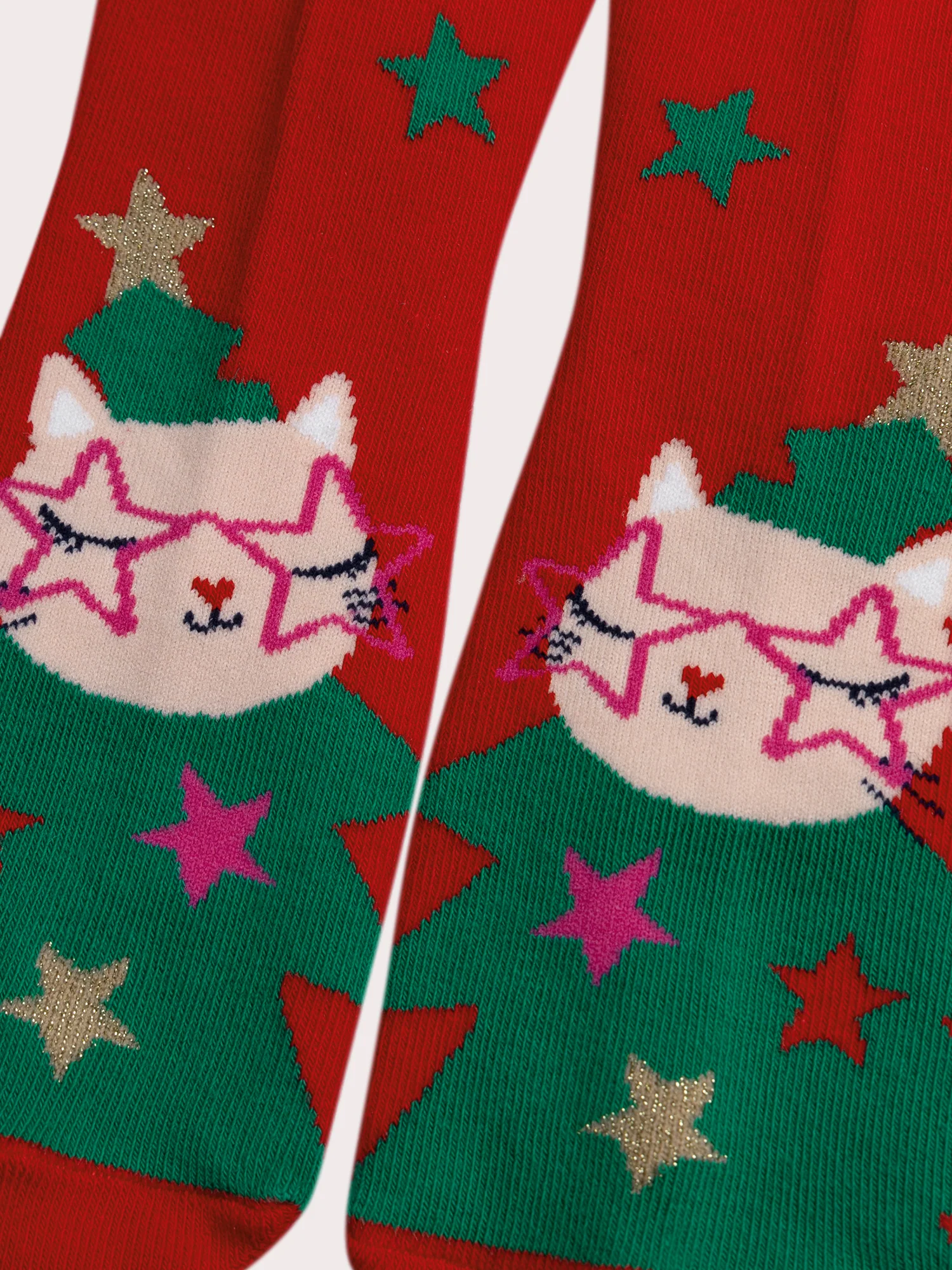 Chaussettes rouges imprimé fantaisie Noël pour fille - Image 3