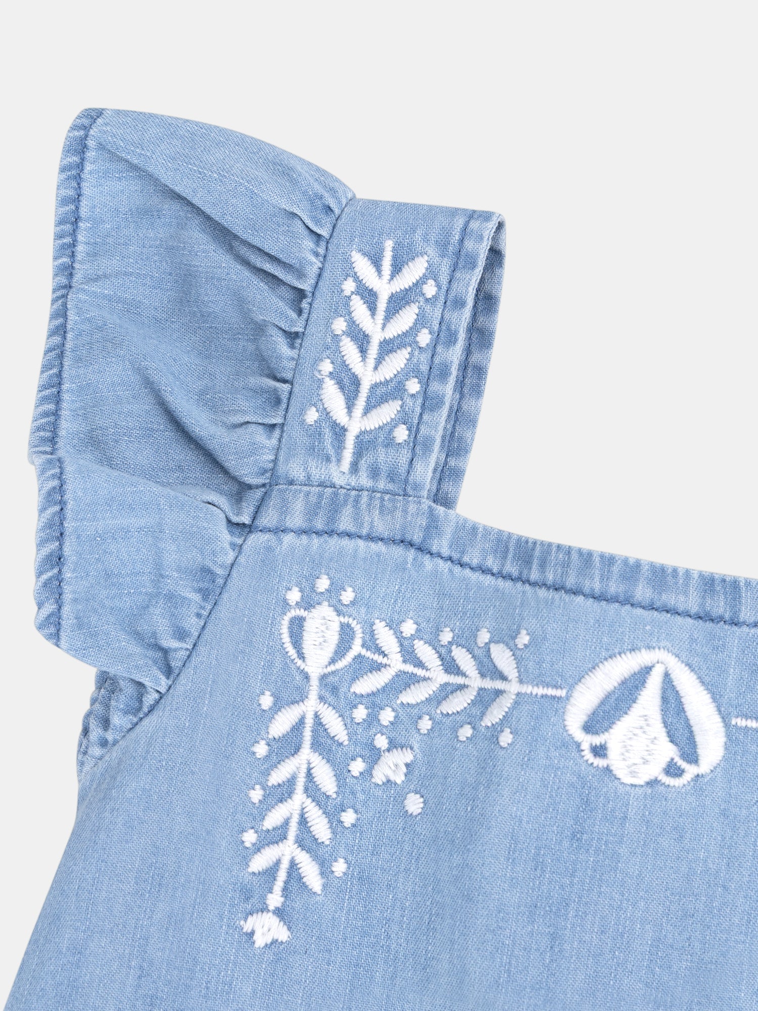 Chemisier bleu à broderies florales pour fille - Image 4