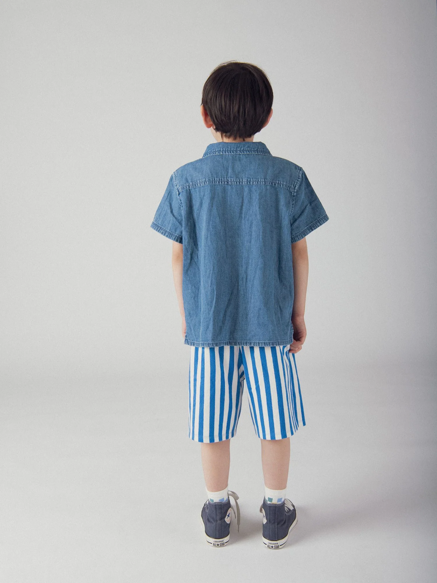 Chemise en denim bleue broderie soleil pour garçon - Image 5