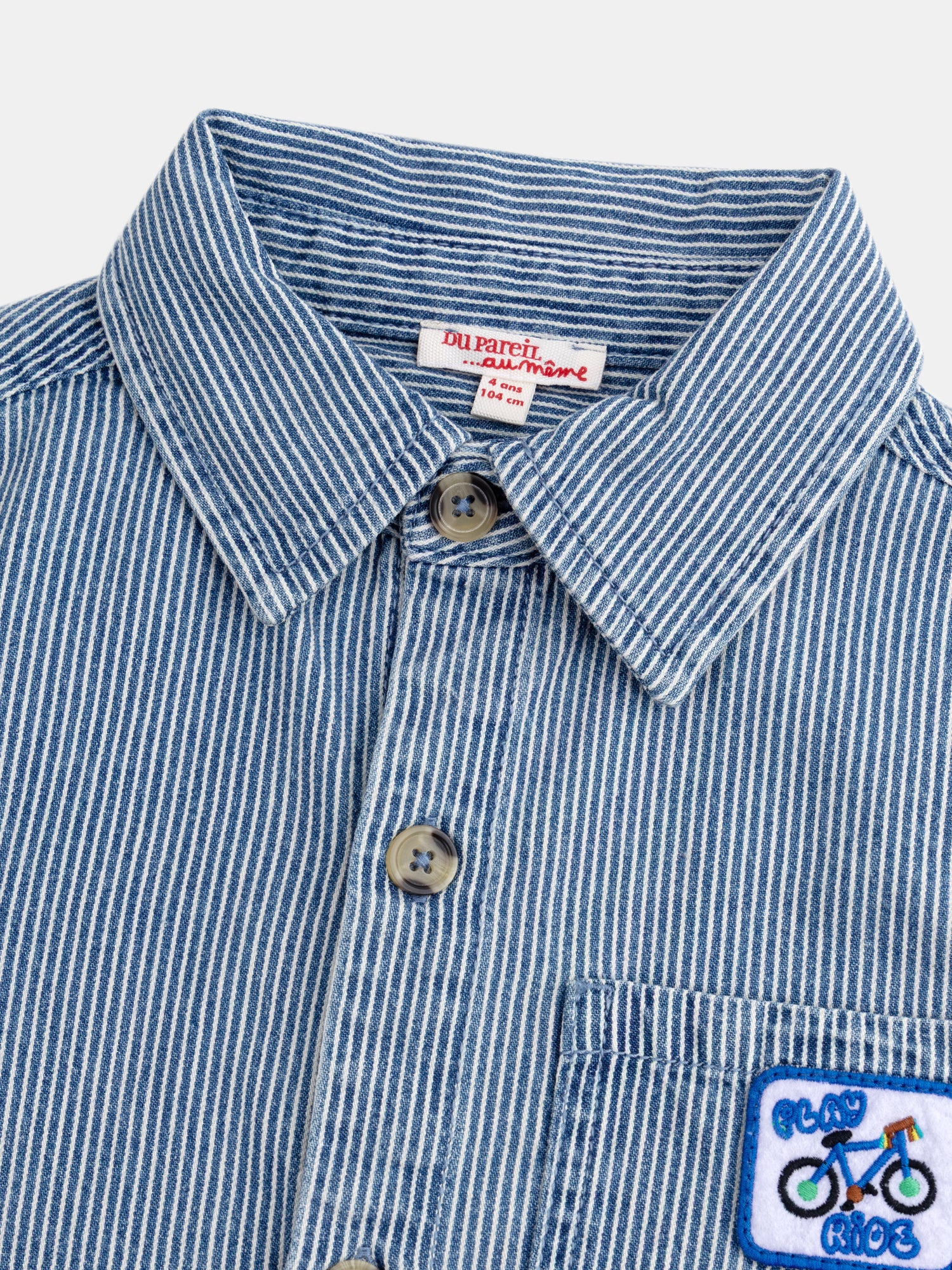 Chemise en denim à rayures bleues et blanches pour garçon - Image 5