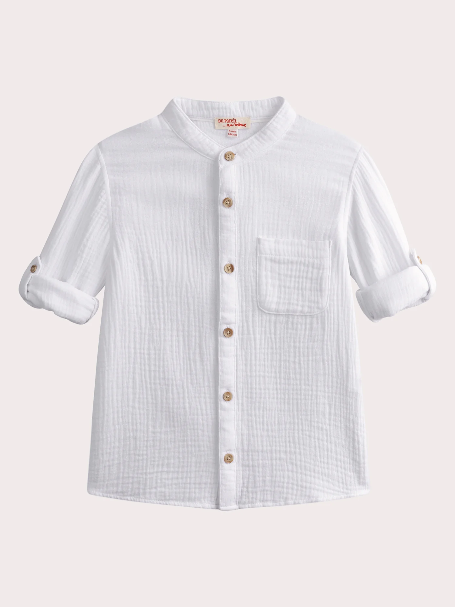 Chemise blanche manches longues en gaze de coton