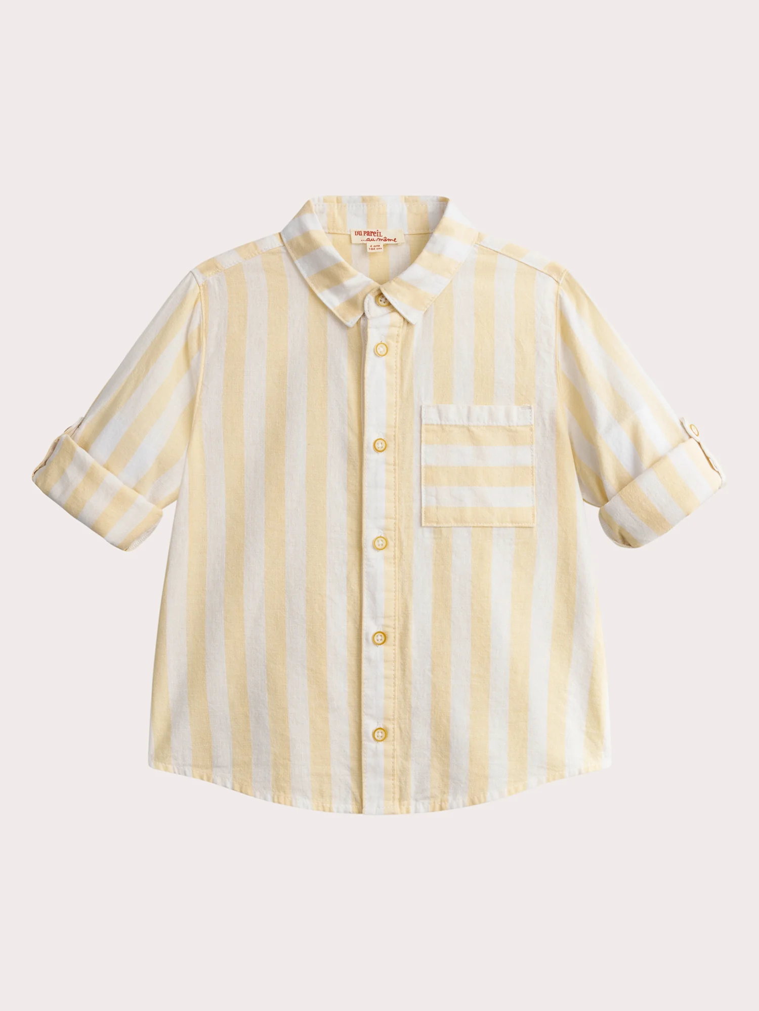 Chemise blanches manches longues à rayures jaunes