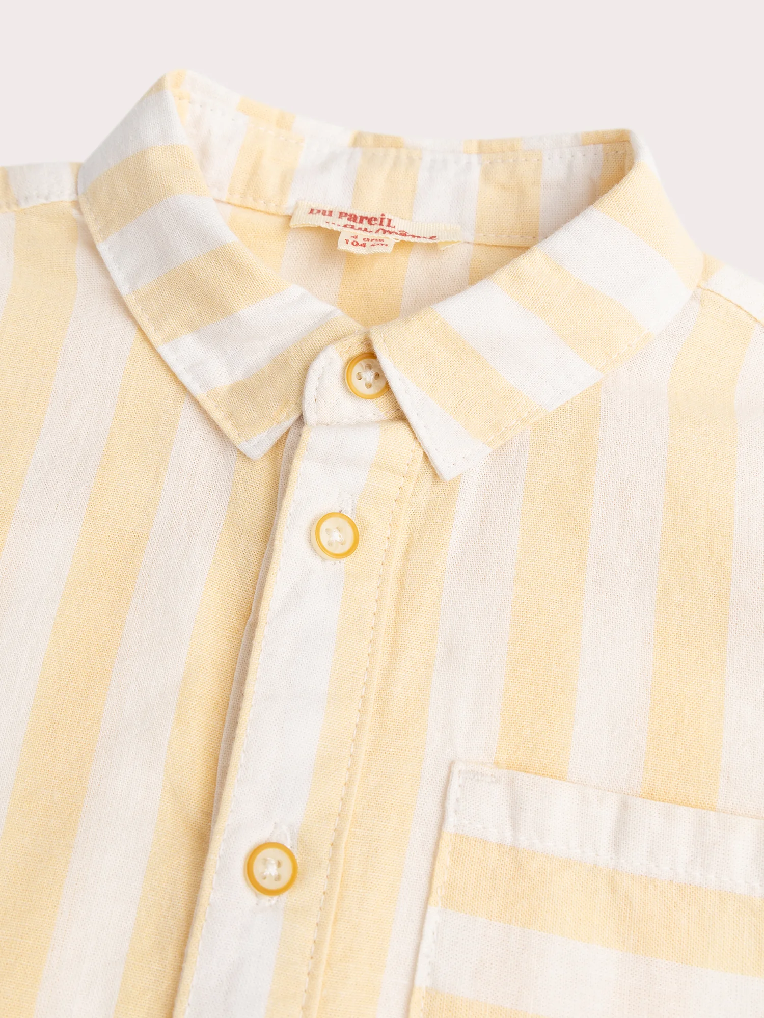 Chemise blanches manches longues à rayures jaunes - Image 3