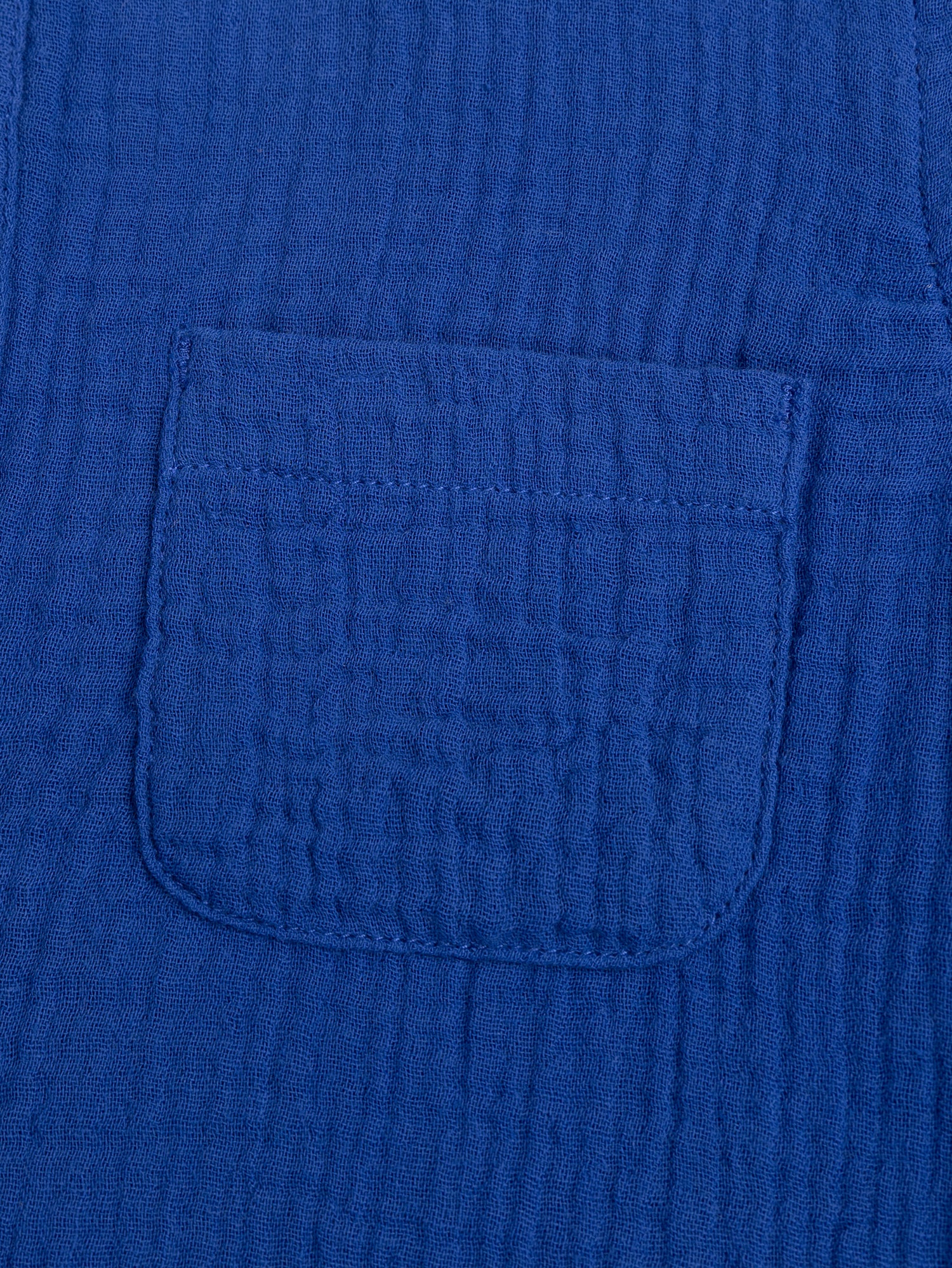 Chemise bleue col tunisien en gaze de coton - Image 4
