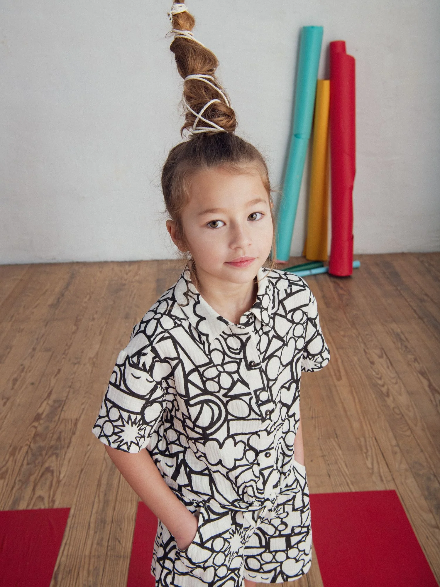 Chemise écrue à imprimé graphique pour fille - Image 2