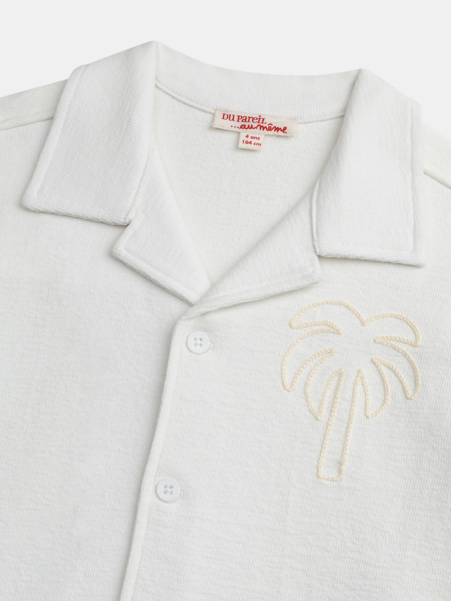Chemise écrue à manches courtes et broderie pour garçon - Image 2