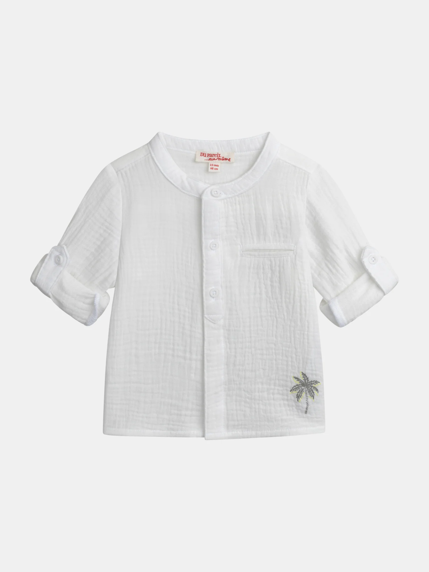 Chemise écrue avec broderie Palmier pour bébé garçon