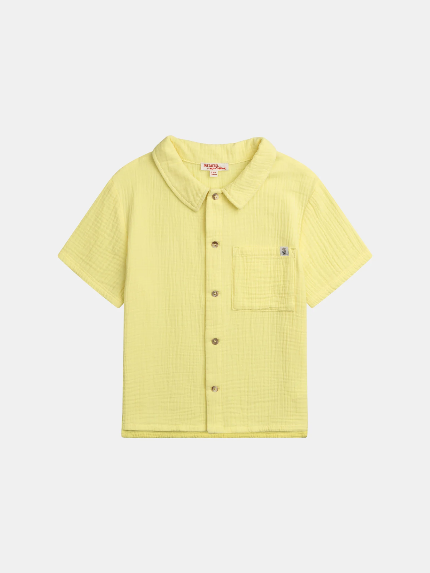 Chemise jaune pâle à manches courtes pour garçon