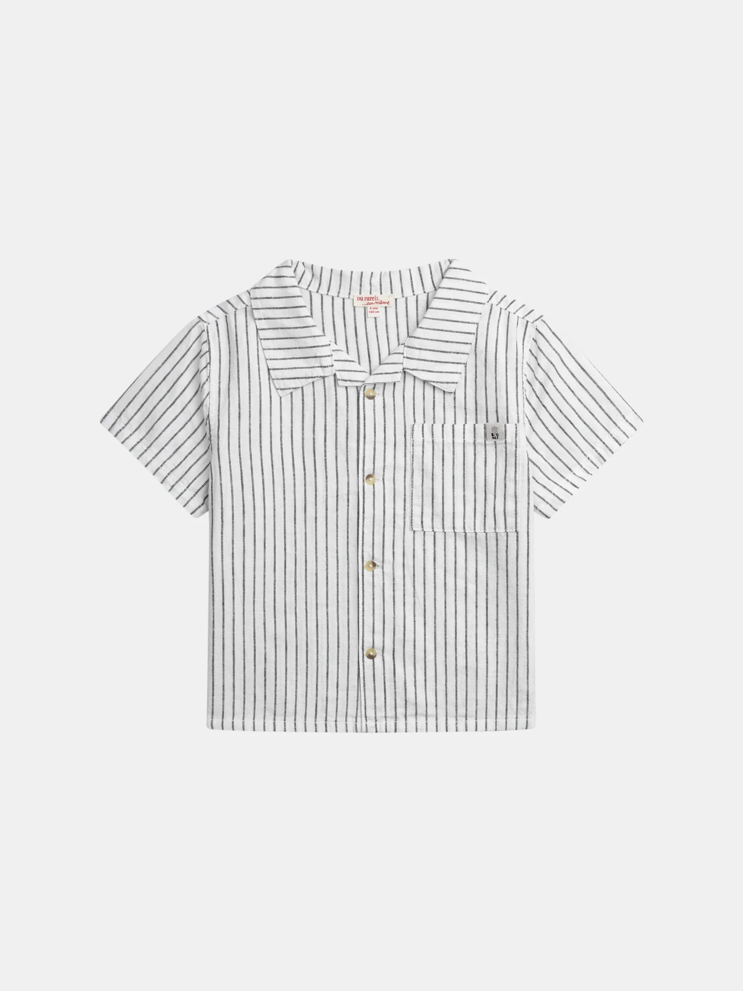 Chemise manches courtes écrue à rayures pour garçon