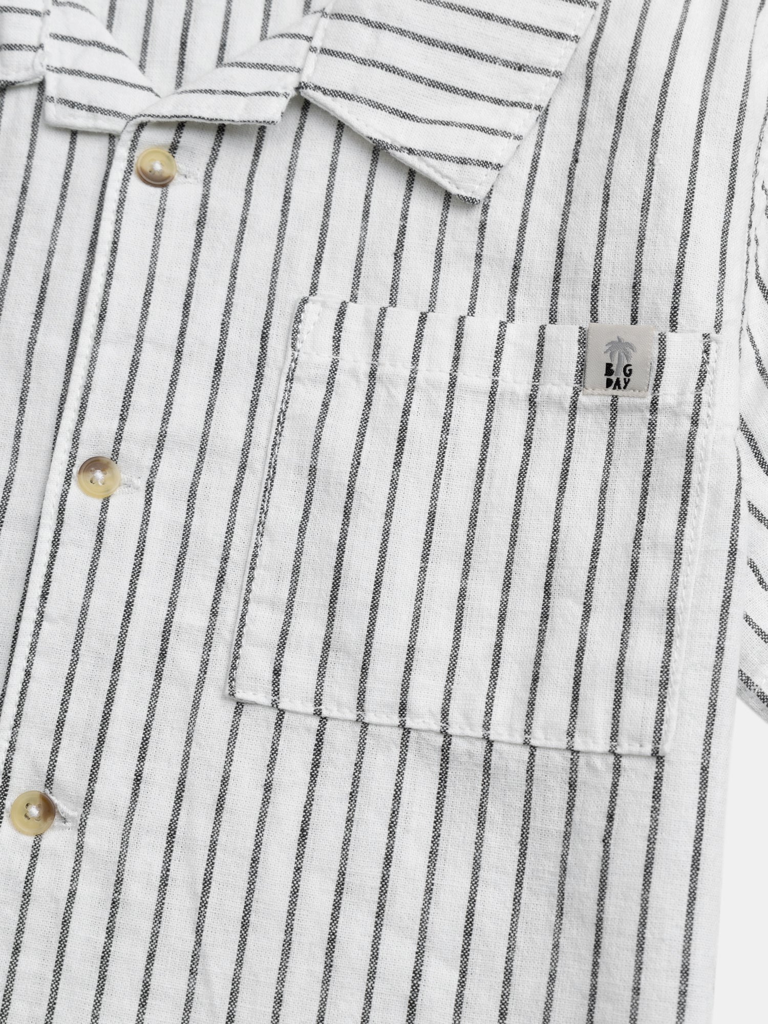Chemise manches courtes écrue à rayures pour garçon - Image 5