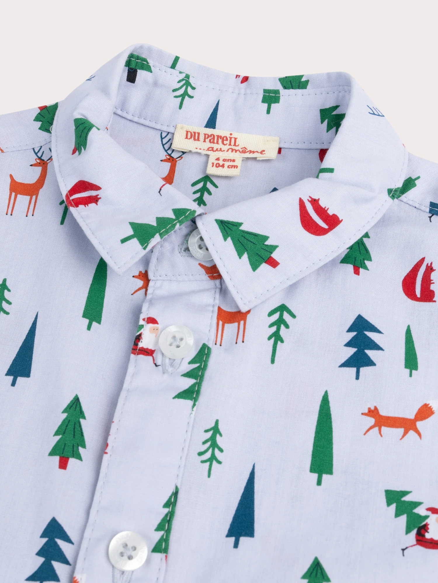 Chemise manches longues bleue imprimée et nœud papillon - Image 2