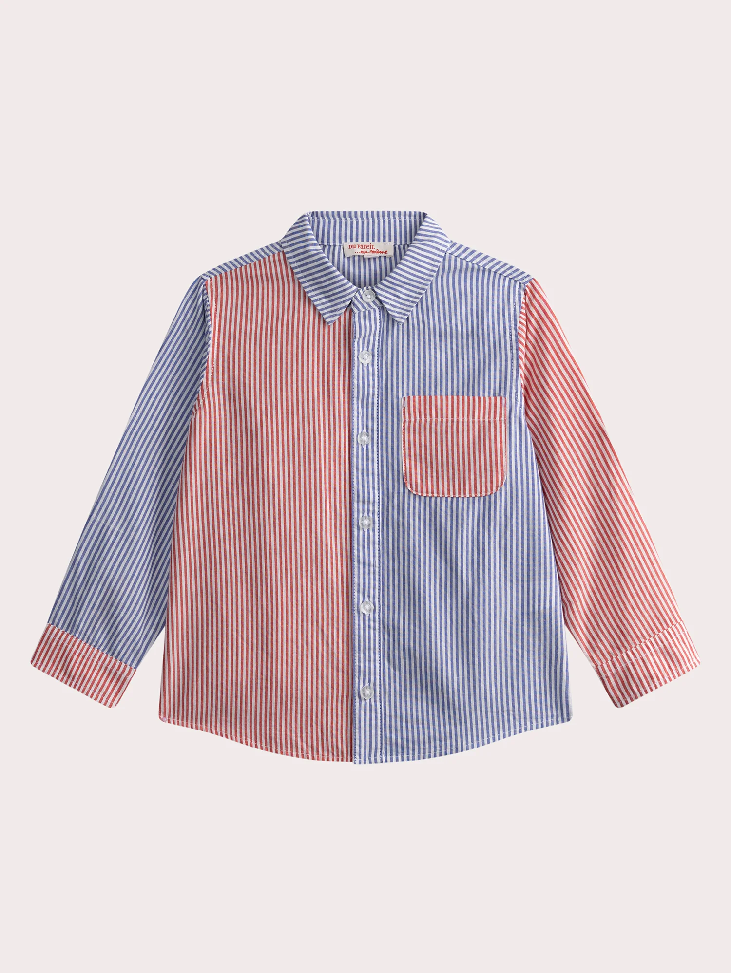 Chemise manches longues rayée bleu et rouge - Image 2