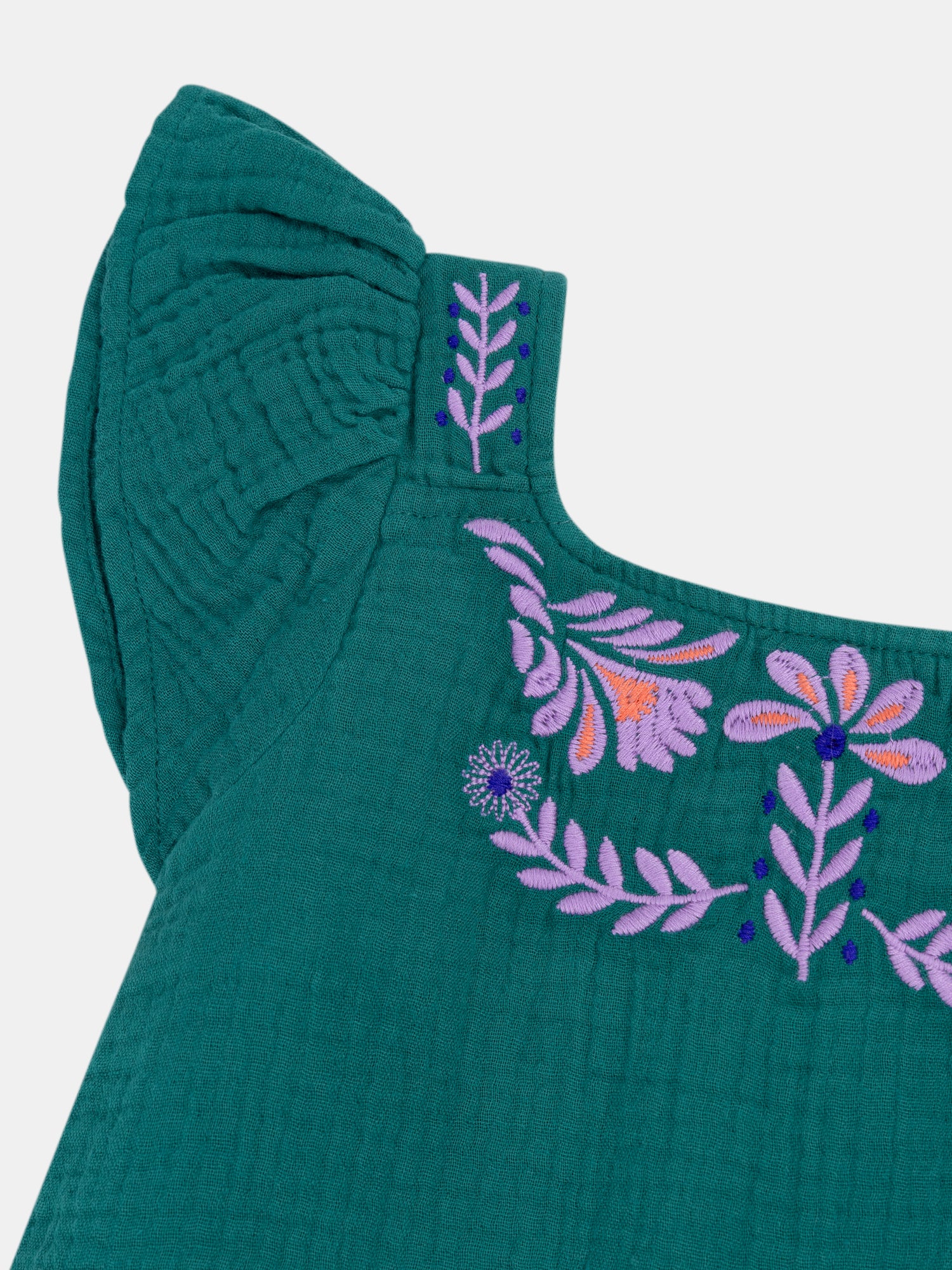 Chemisier vert à broderies florales pour fille - Image 4