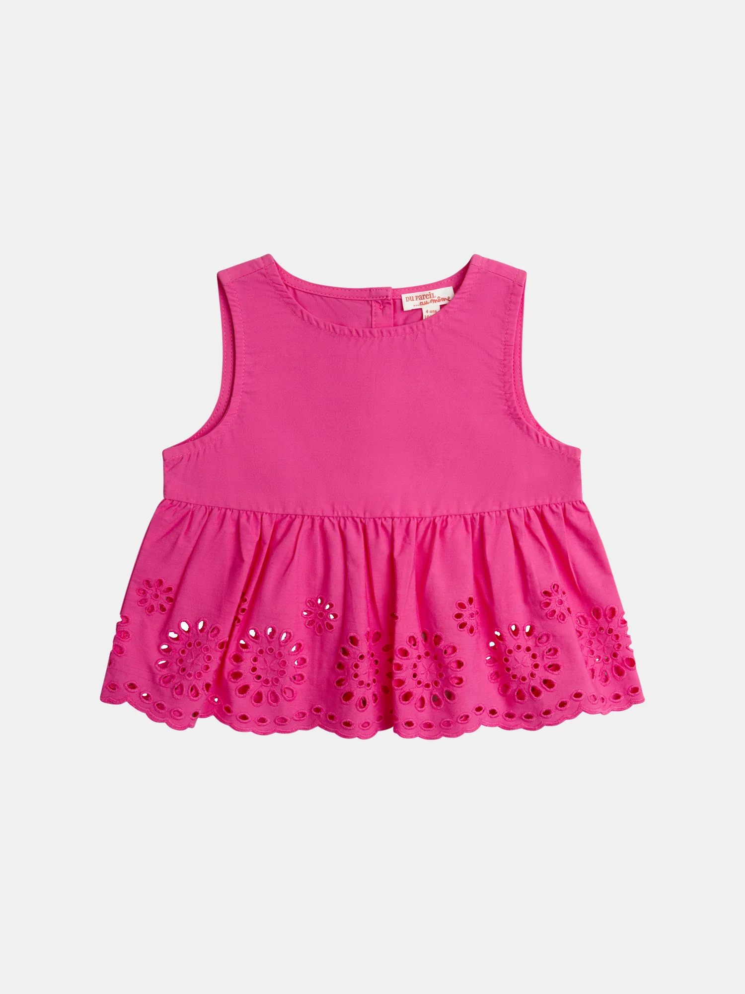 Chemisier rose en broderie anglaise pour fille