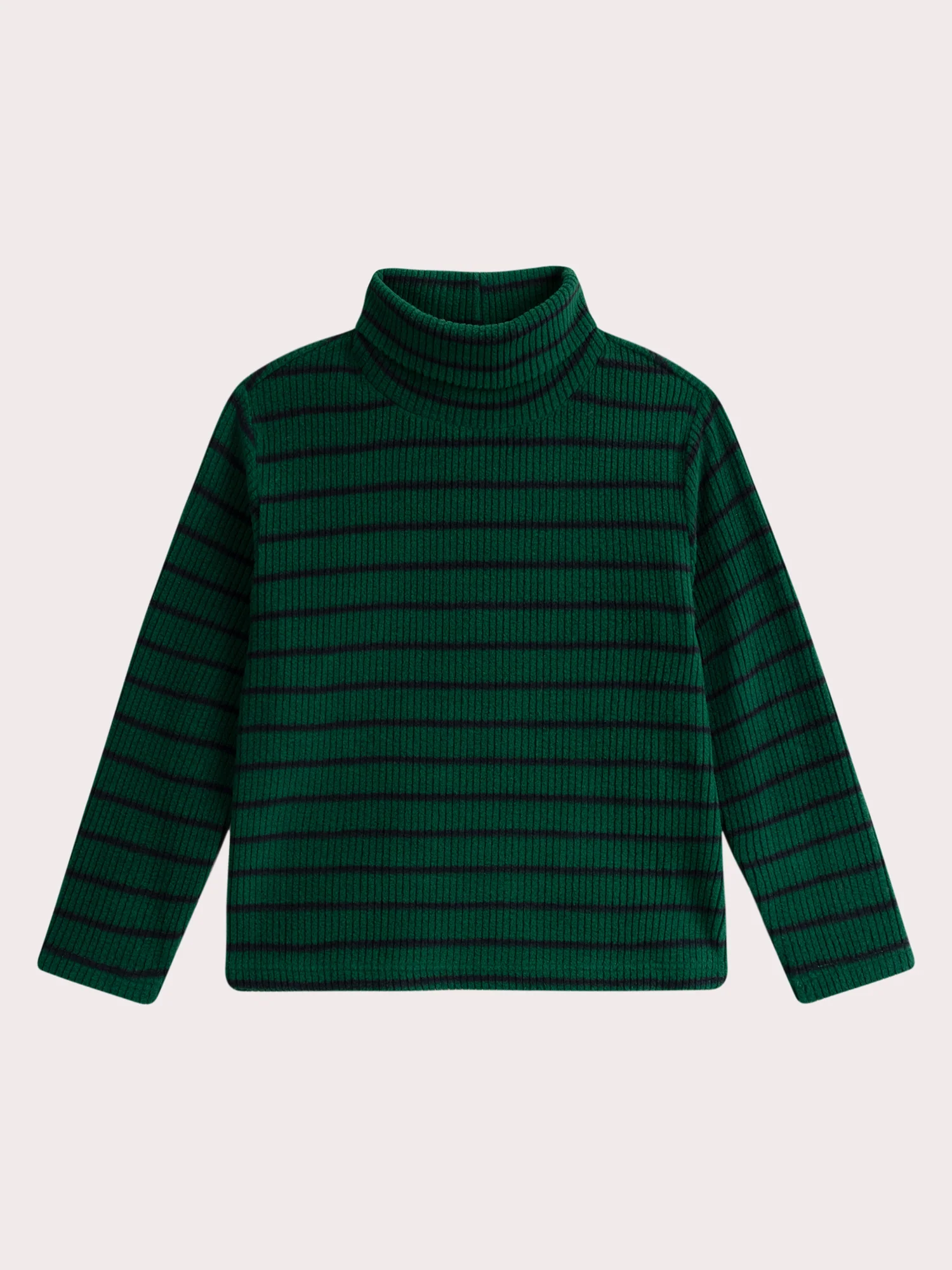 Col roulé velours côtelé rayé vert et bleu pour garçon