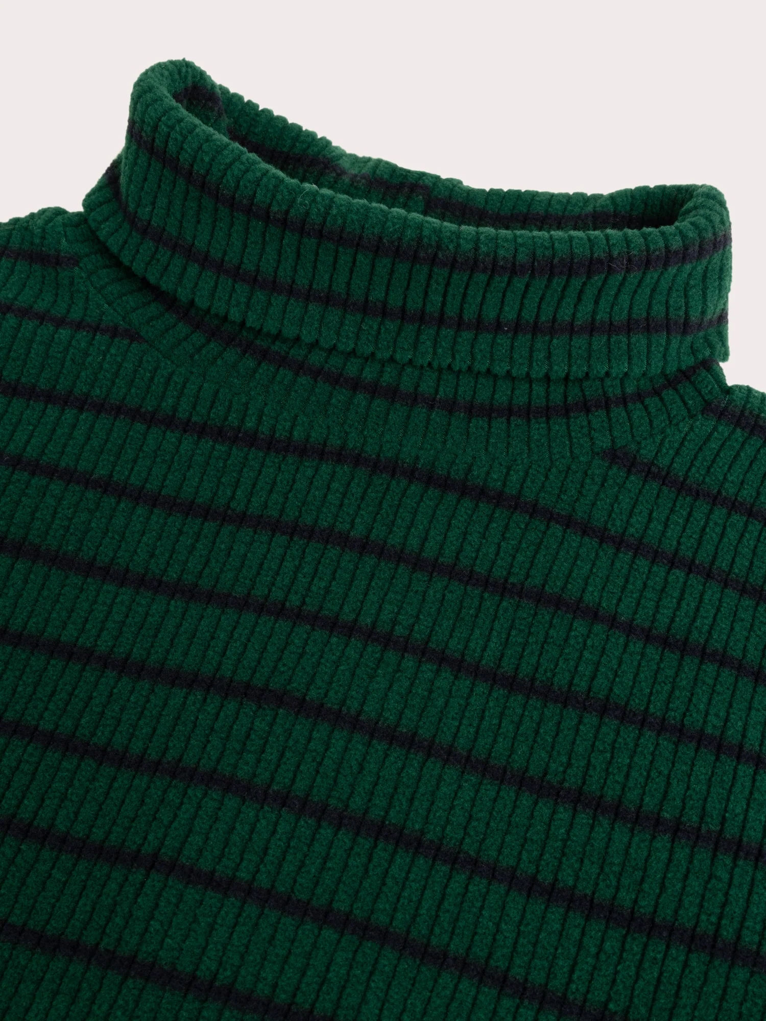 Col roulé velours côtelé rayé vert et bleu pour garçon - Image 2
