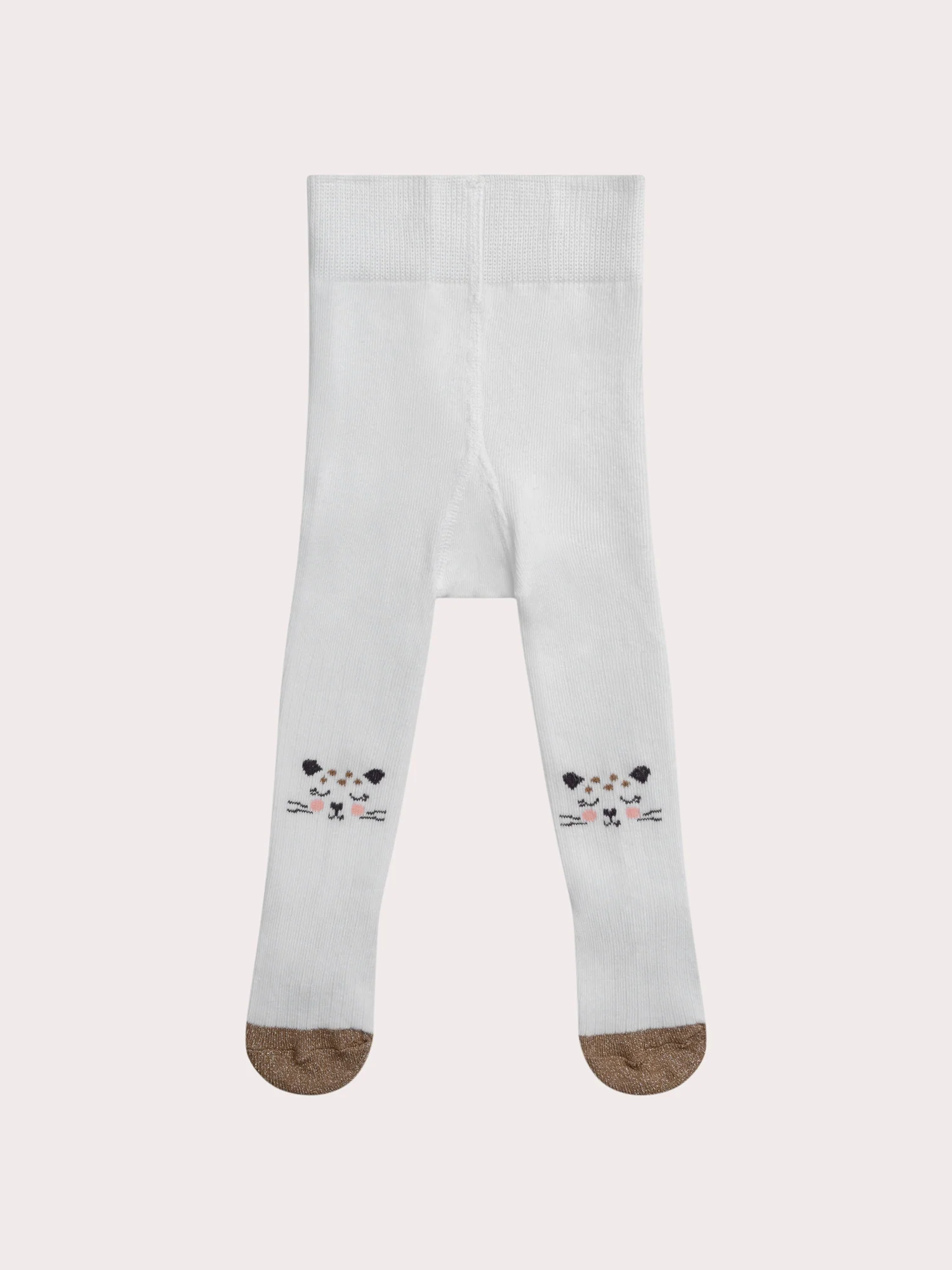 Collant écru motif panthère pour bébé fille