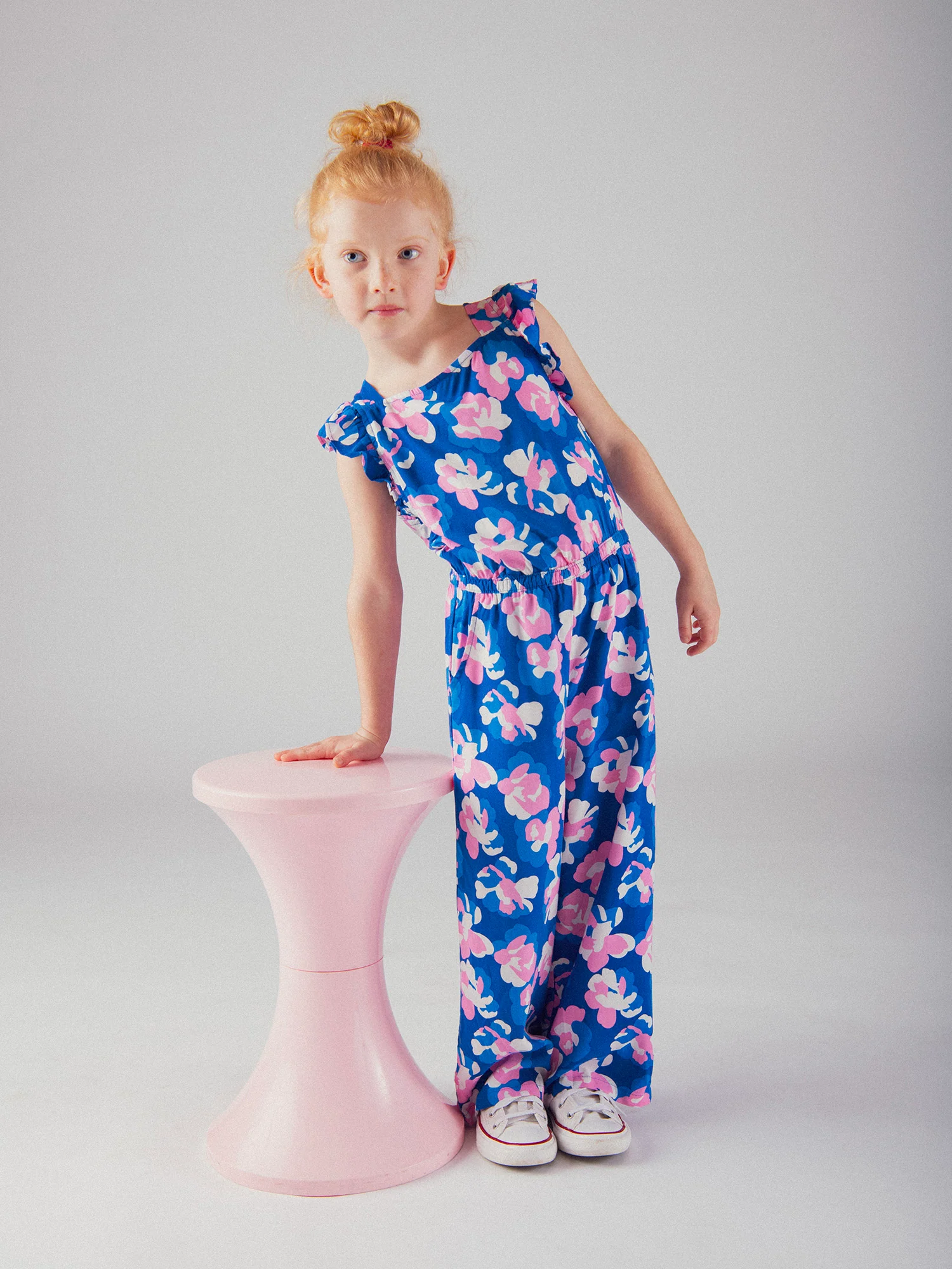 Combinaison bleue imprimé floral pour fille - Image 2