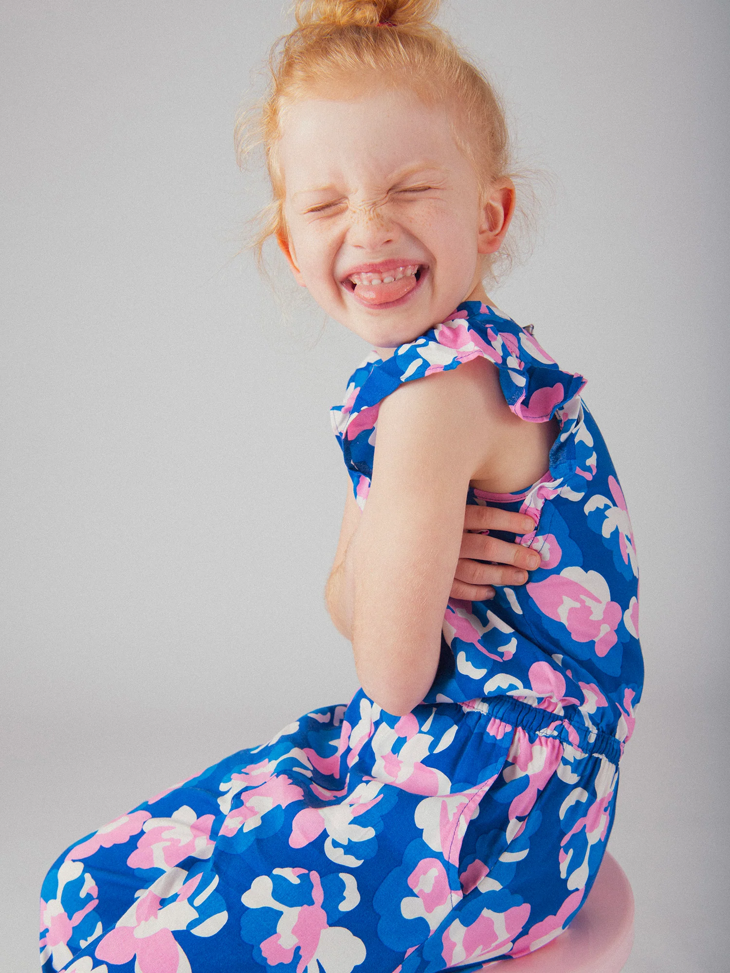 Combinaison bleue imprimé floral pour fille - Image 3