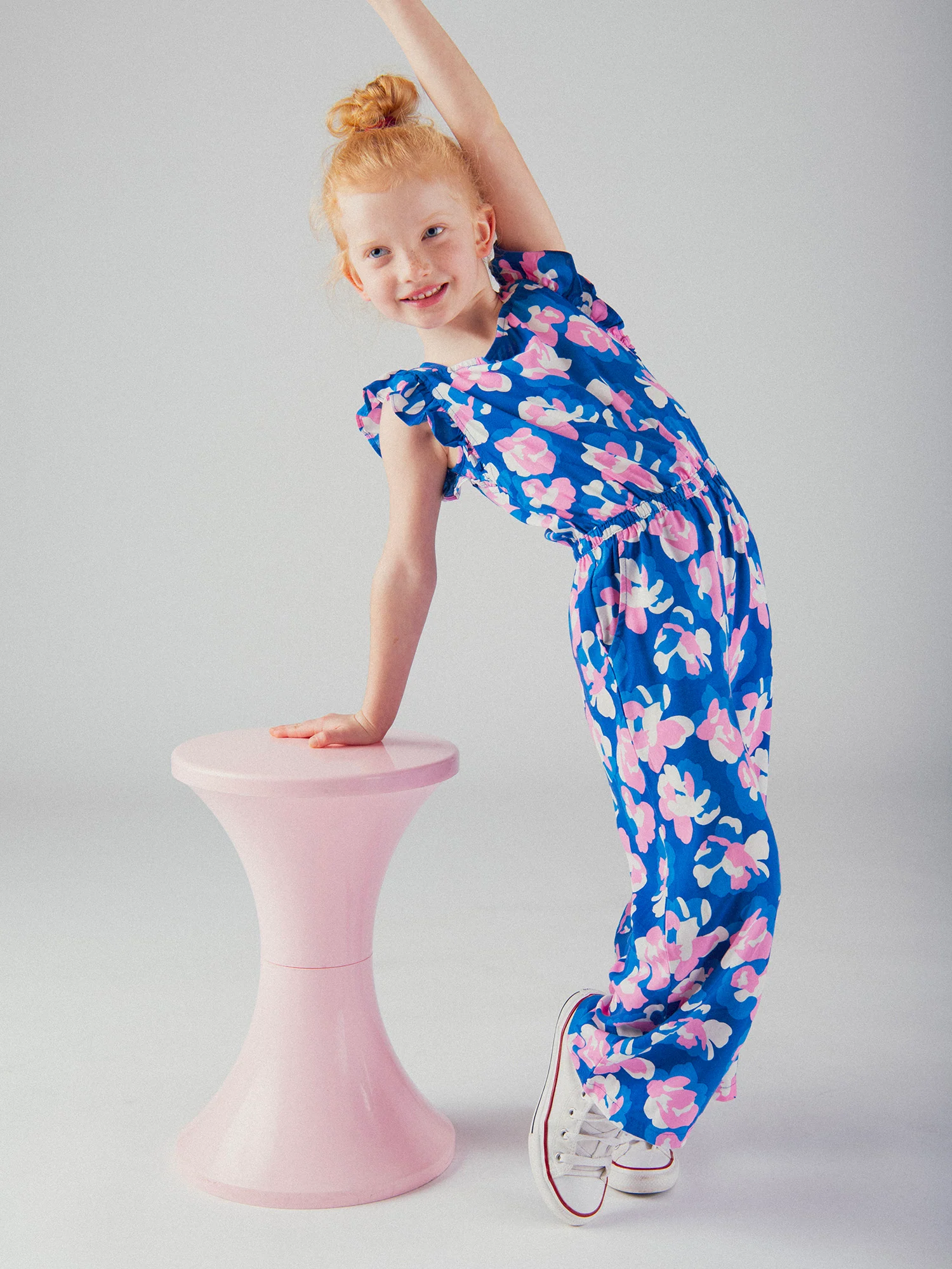 Combinaison bleue imprimé floral pour fille - Image 4