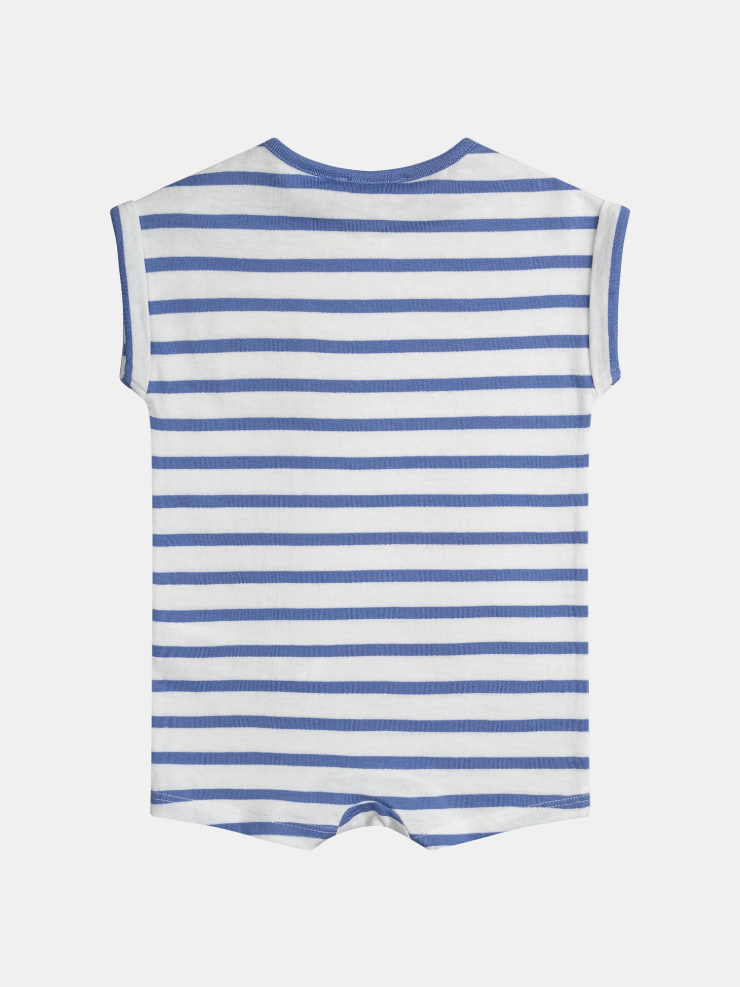 Combinaison bleu et blanc rayée avec poche ananas pour bébé garçon - Image 3