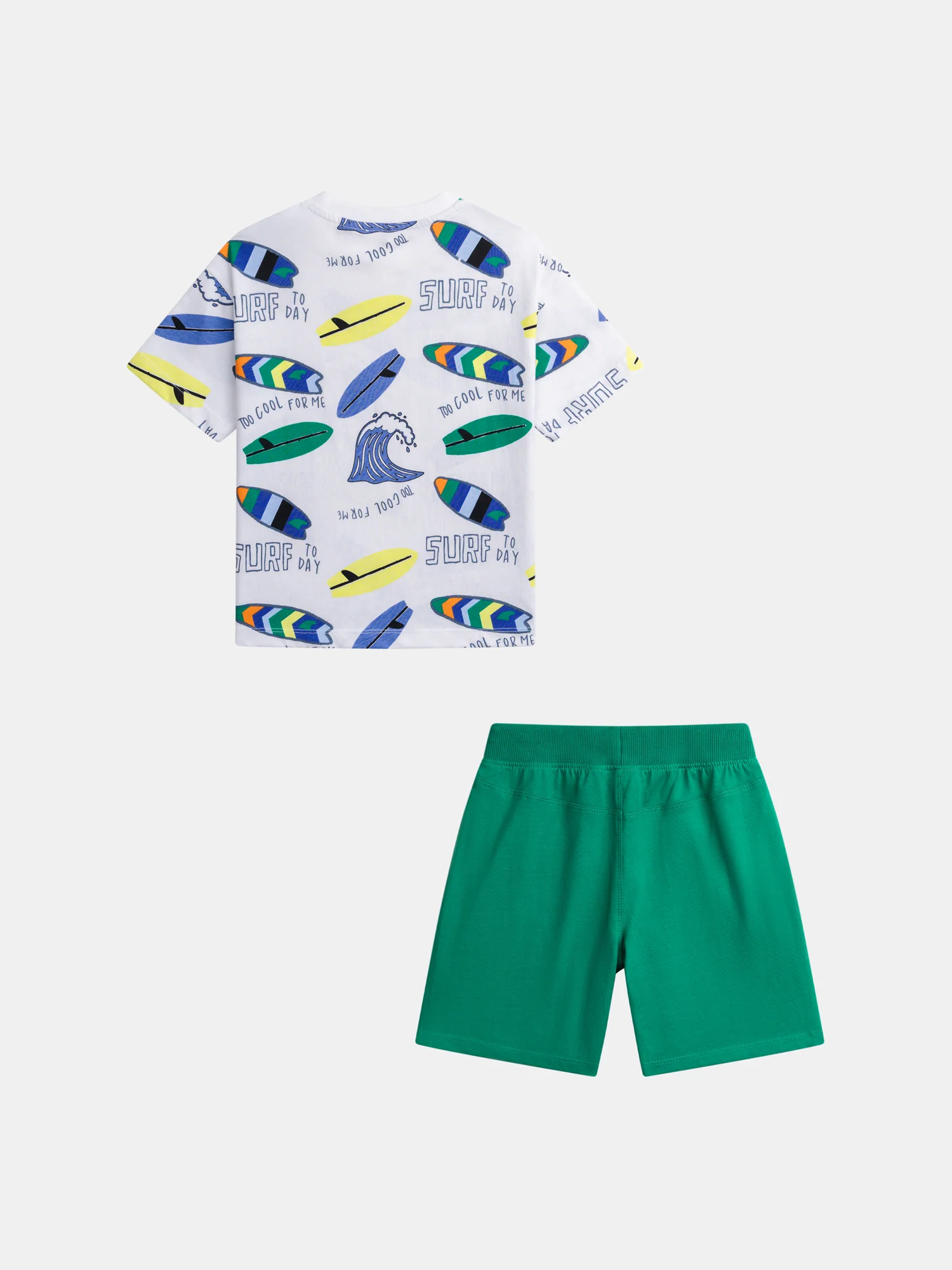 Ensemble t-shirt blanc et short vert avec imprimé pour garçon - Image 12