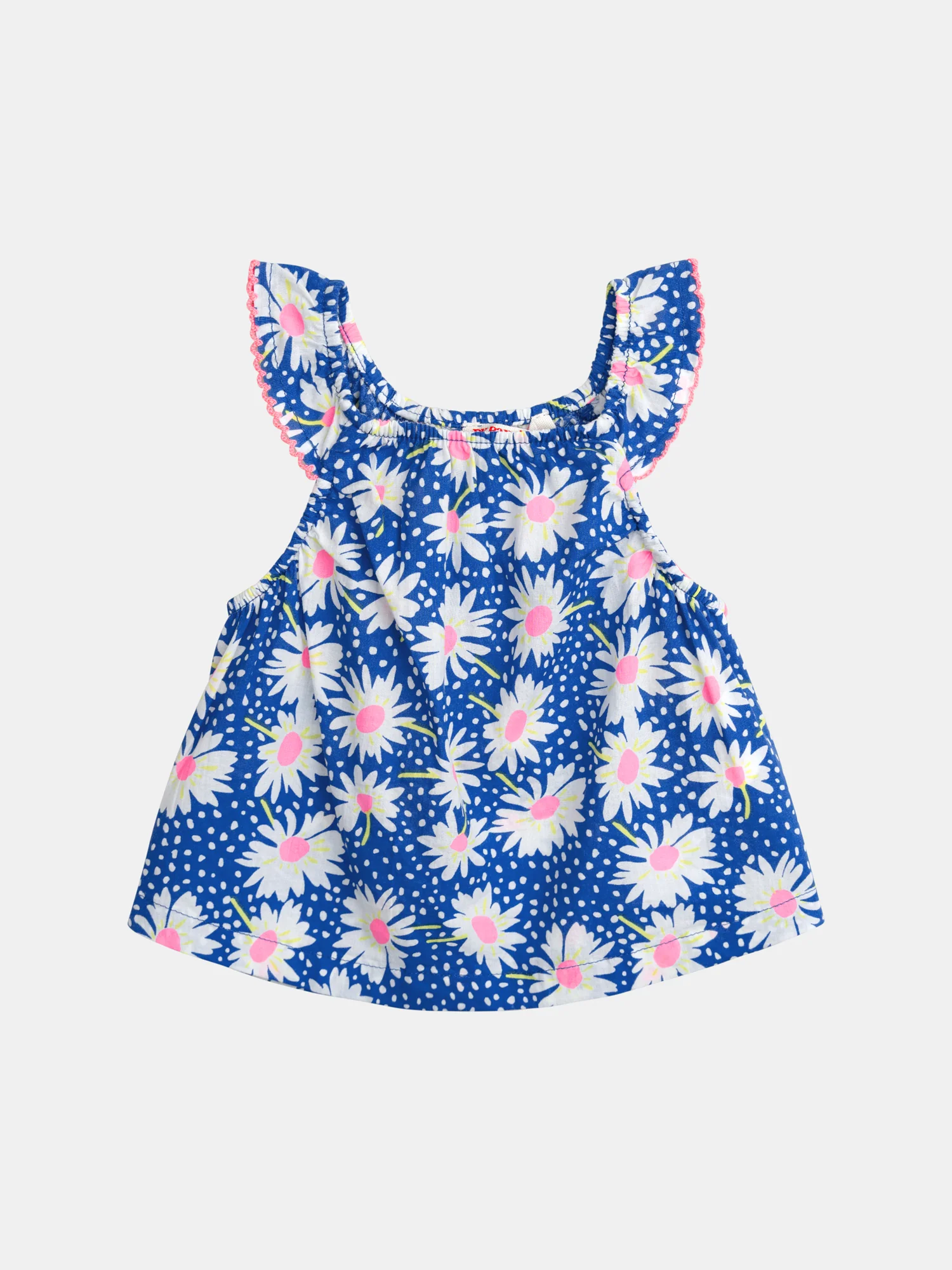 Ensemble bleu top à fleurs et short uni pour bébé fille - Image 4