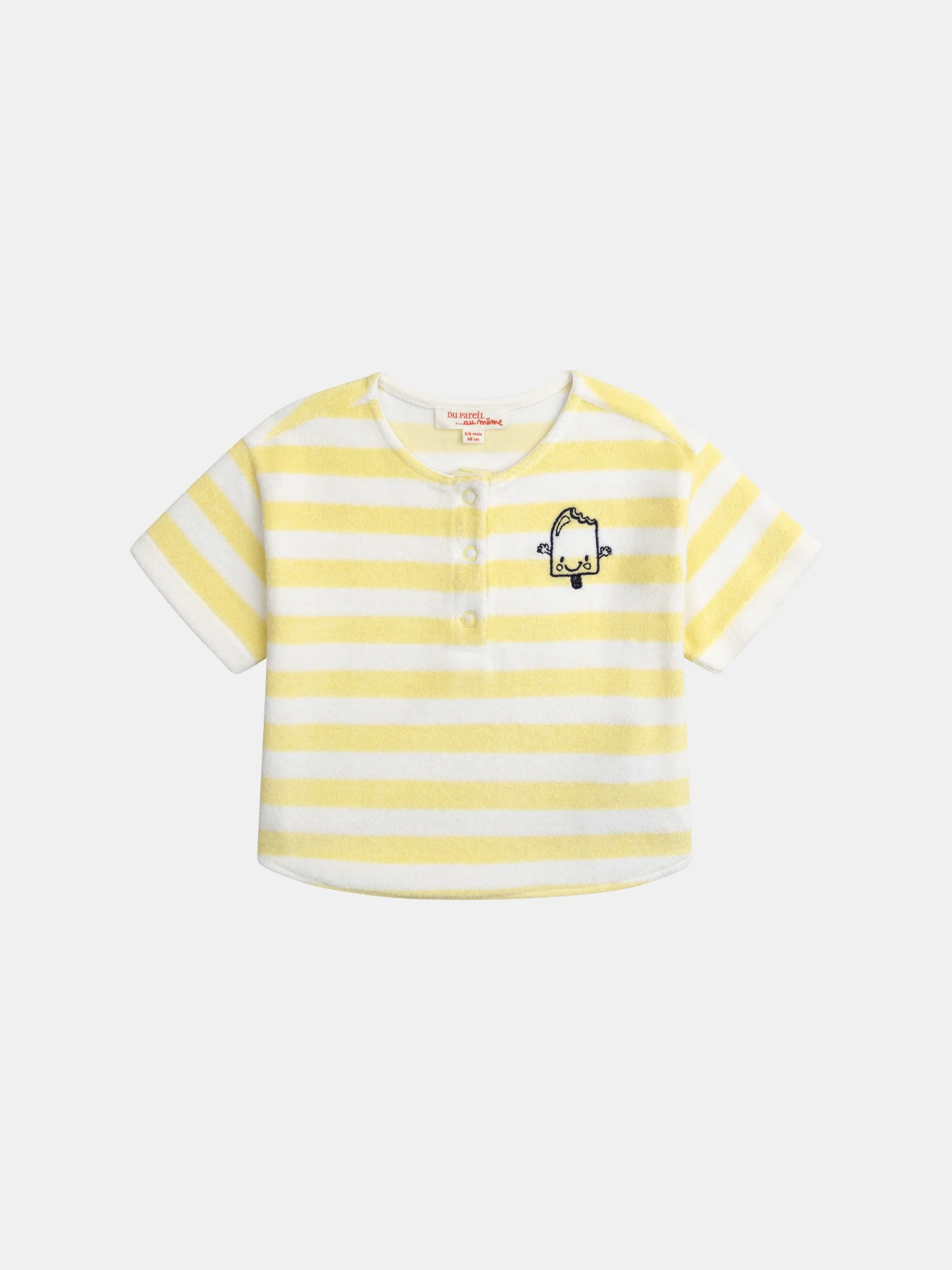 Ensemble t-shirt et short rayé Jaune paille pour bébé garçon - Image 5