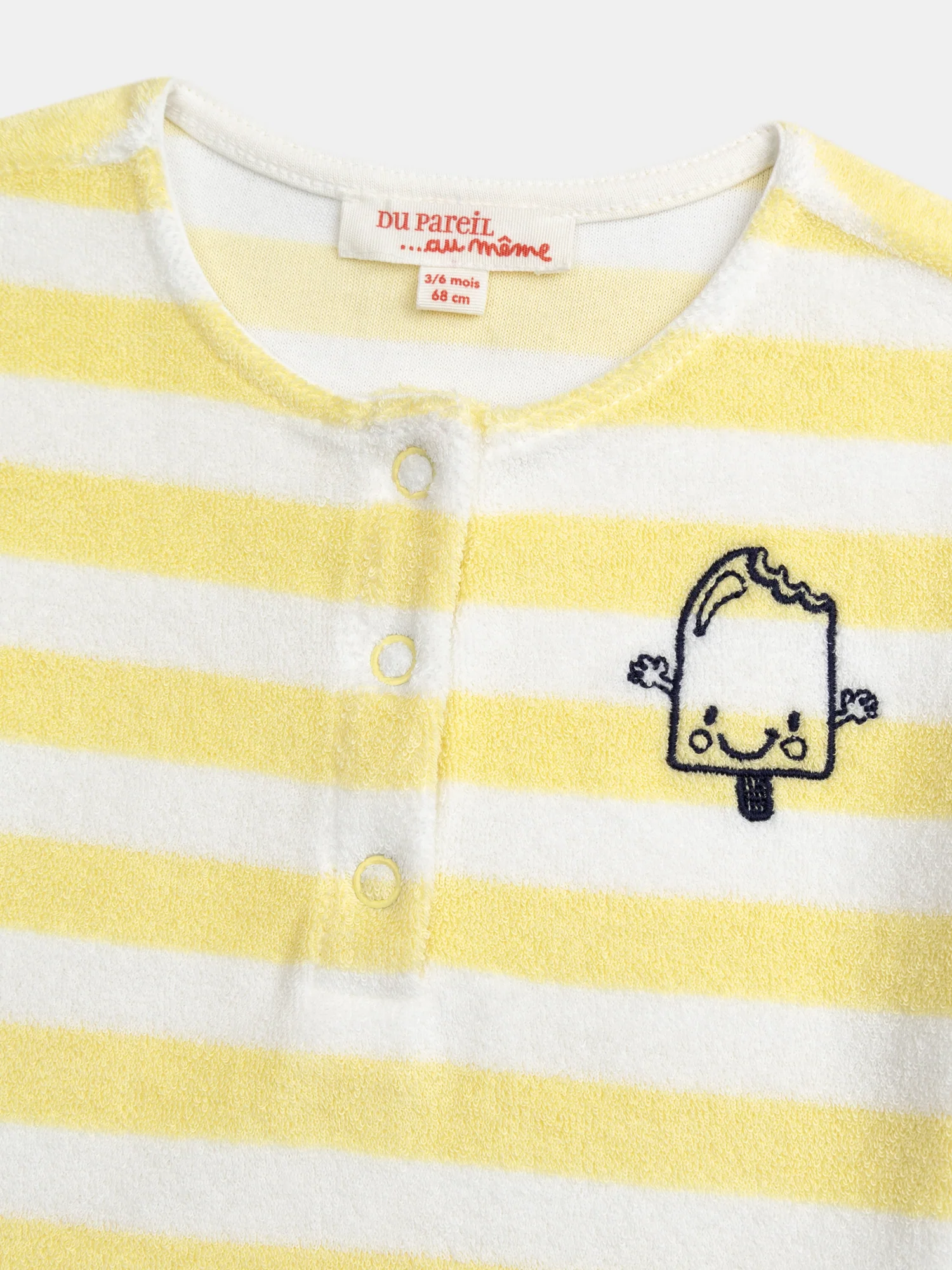 Ensemble t-shirt et short rayé Jaune paille pour bébé garçon - Image 6
