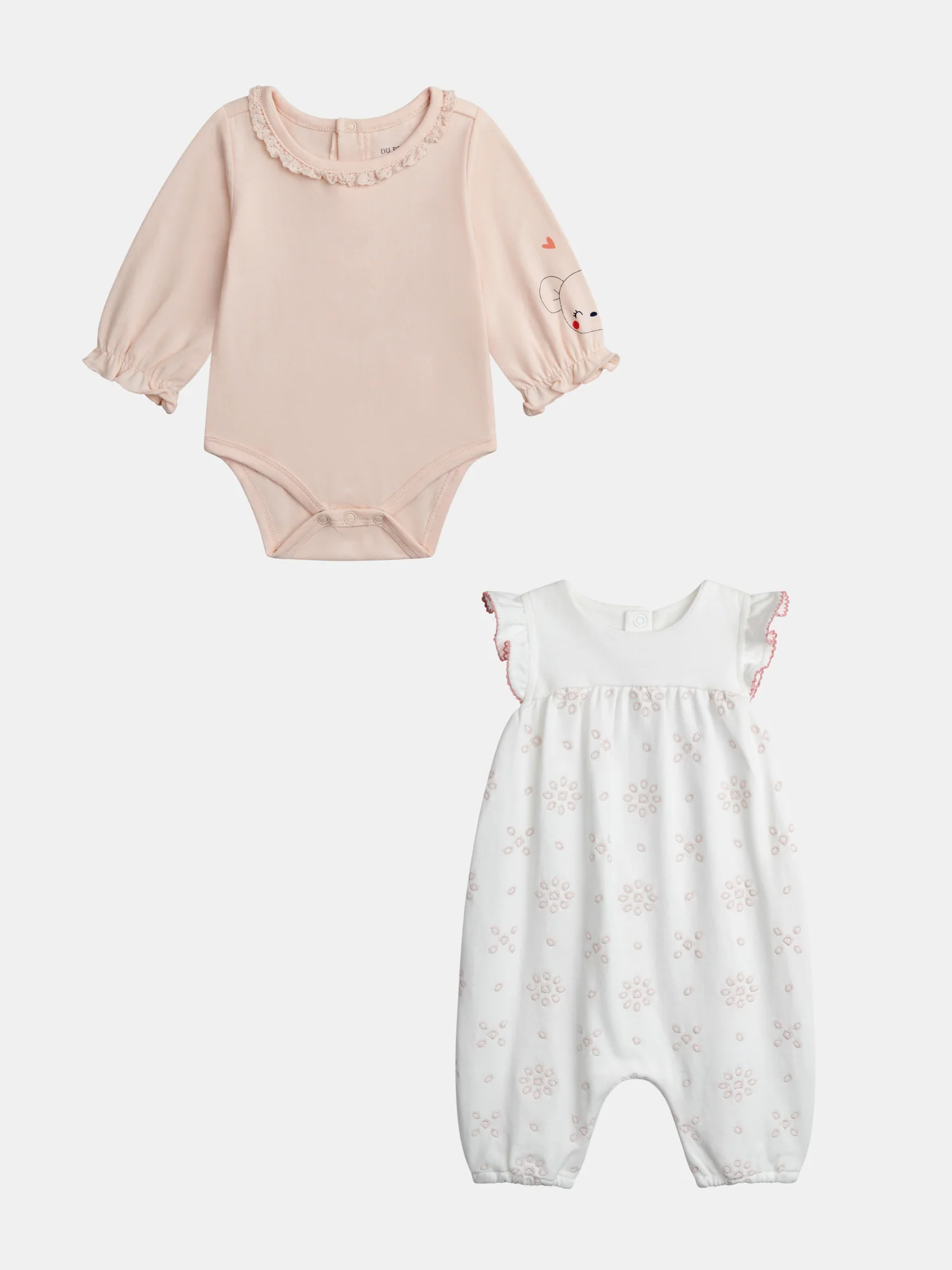 Ensemble naissance salopette et body pour bébé fille