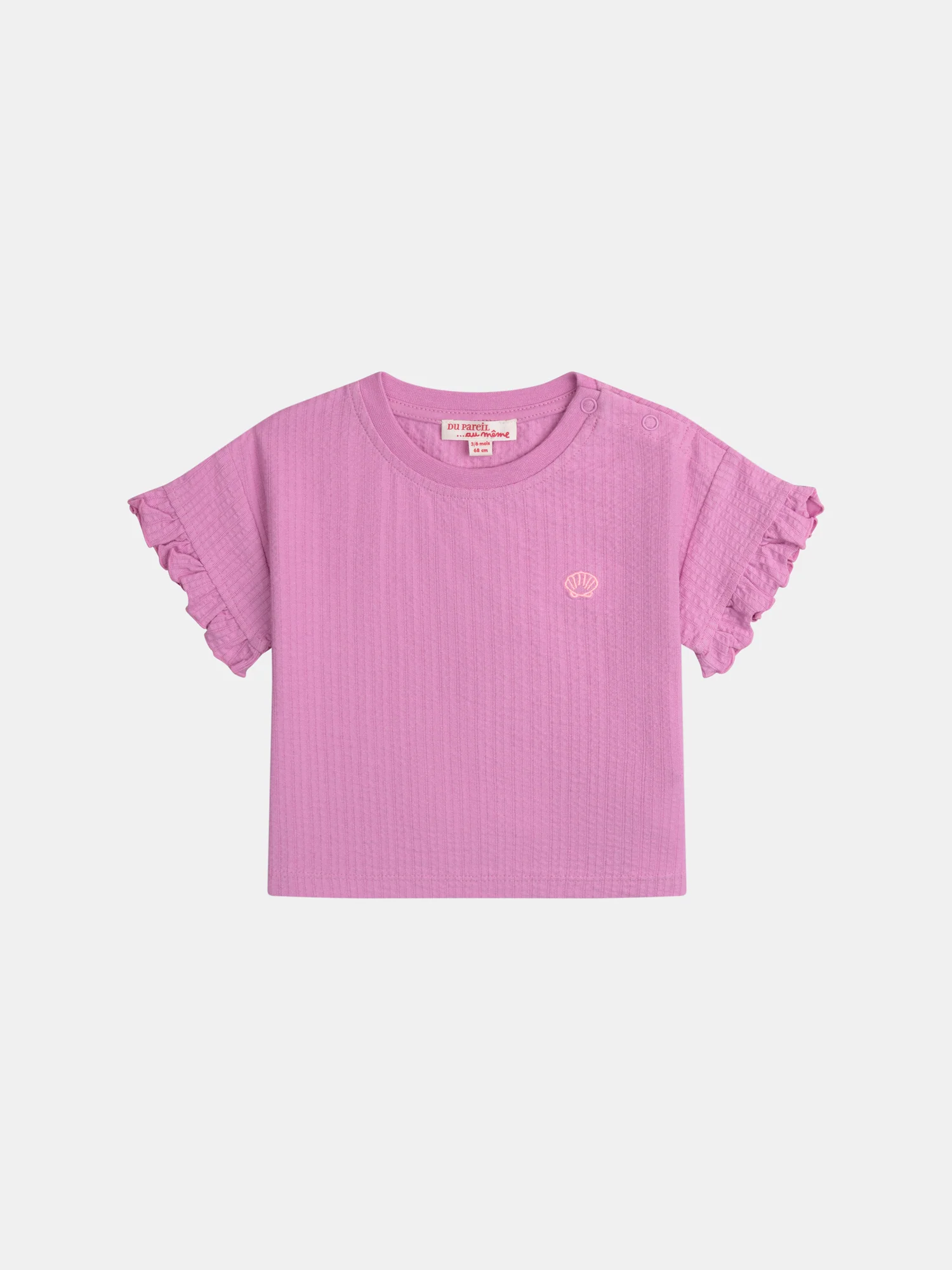Ensemble rose trémière t-shirt et short gaufré pour bébé fille - Image 2