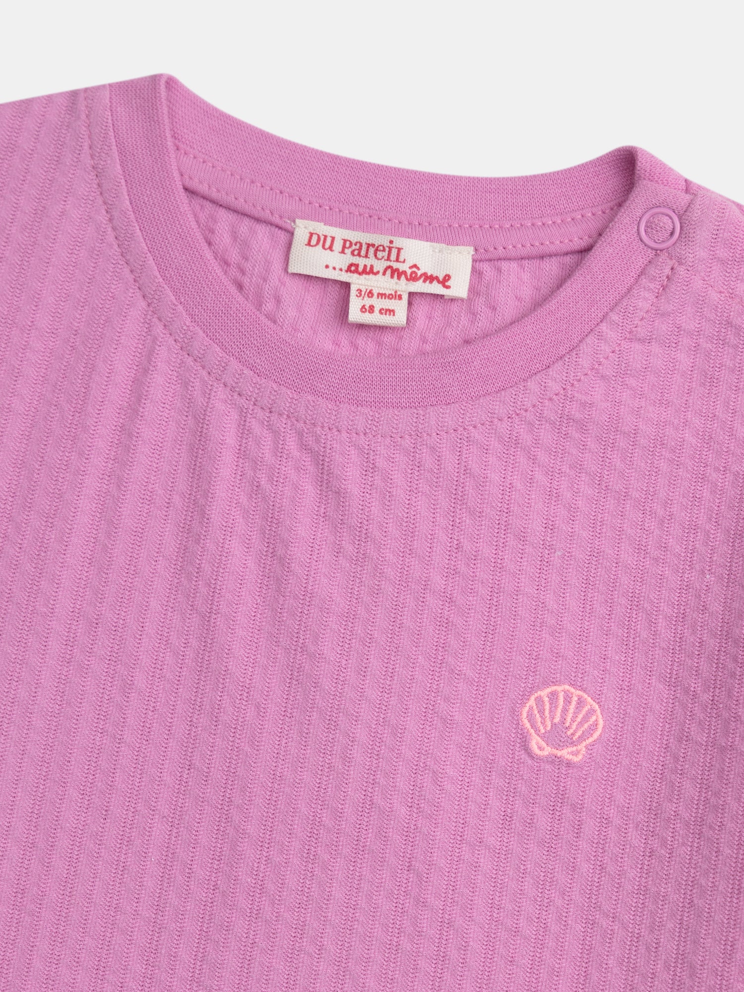 Ensemble rose trémière t-shirt et short gaufré pour bébé fille - Image 3
