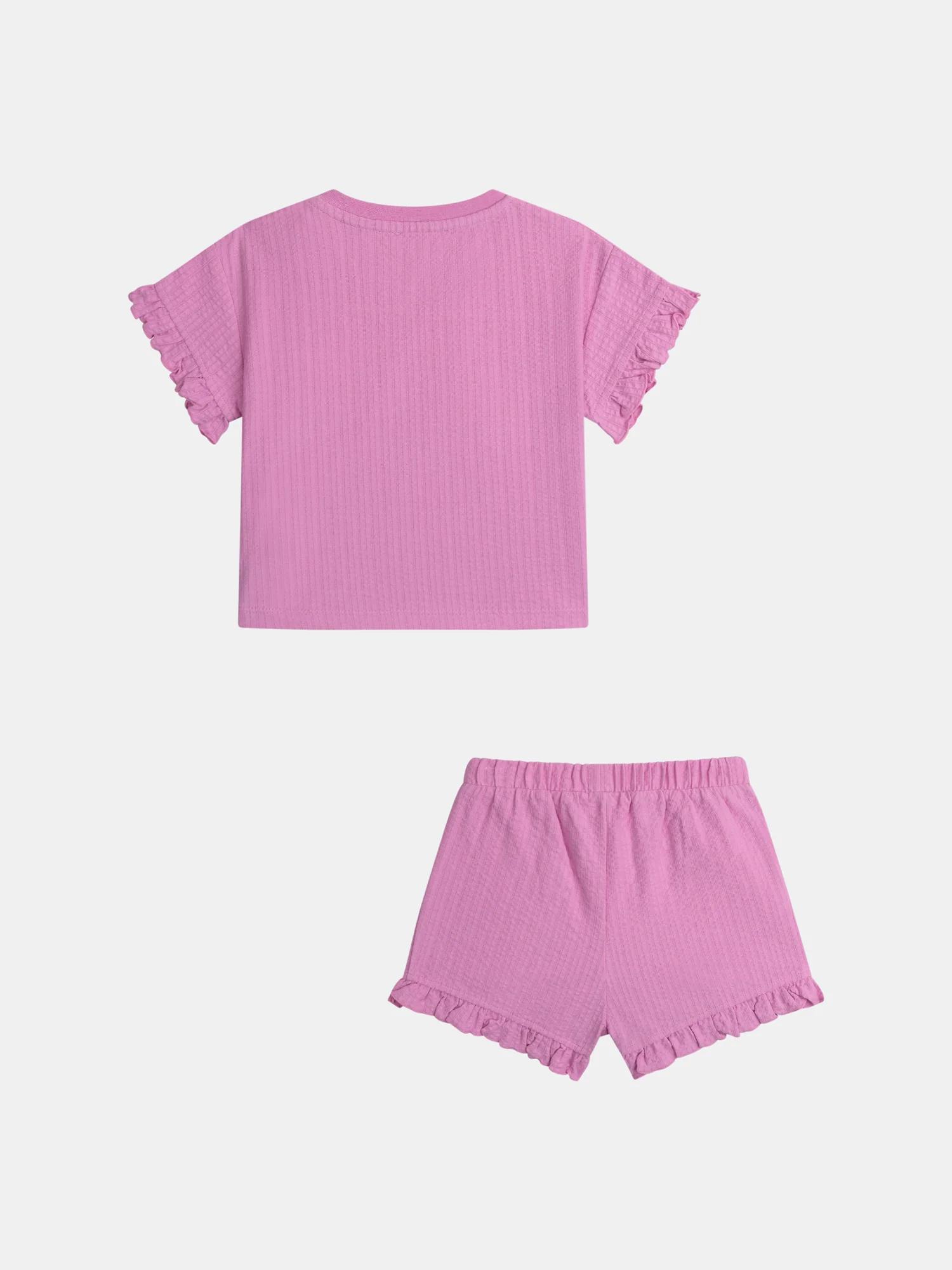 Ensemble rose trémière t-shirt et short gaufré pour bébé fille - Image 8