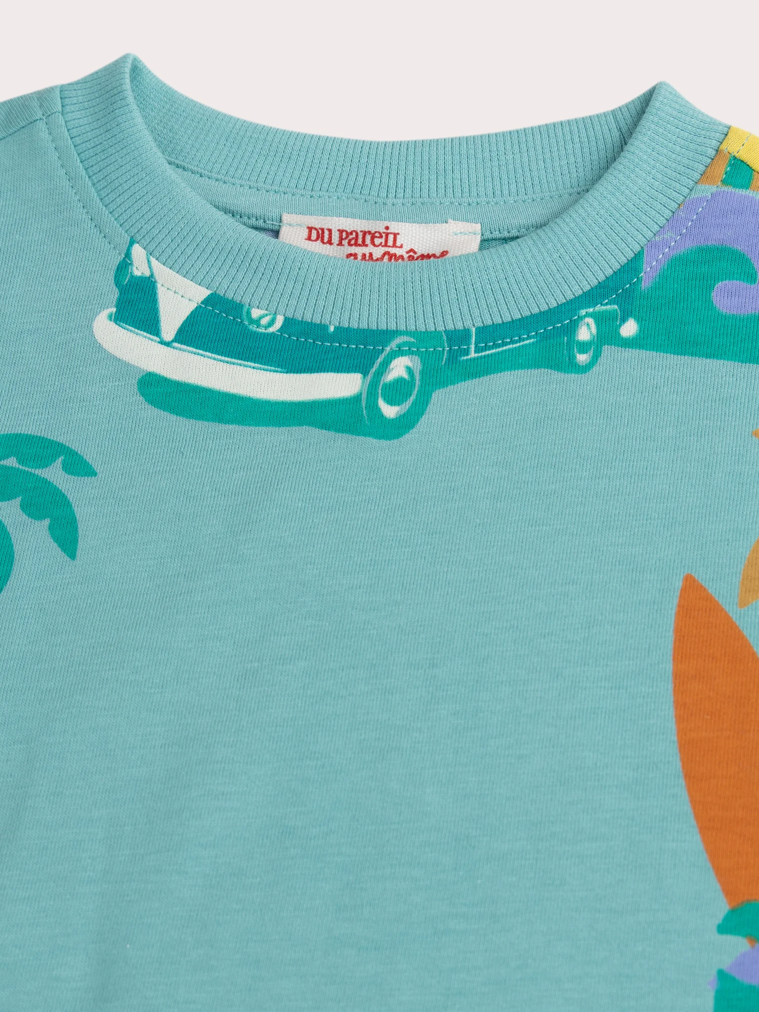 Ensemble t-shirt animation palmiers et short vleu ciel - Image 4