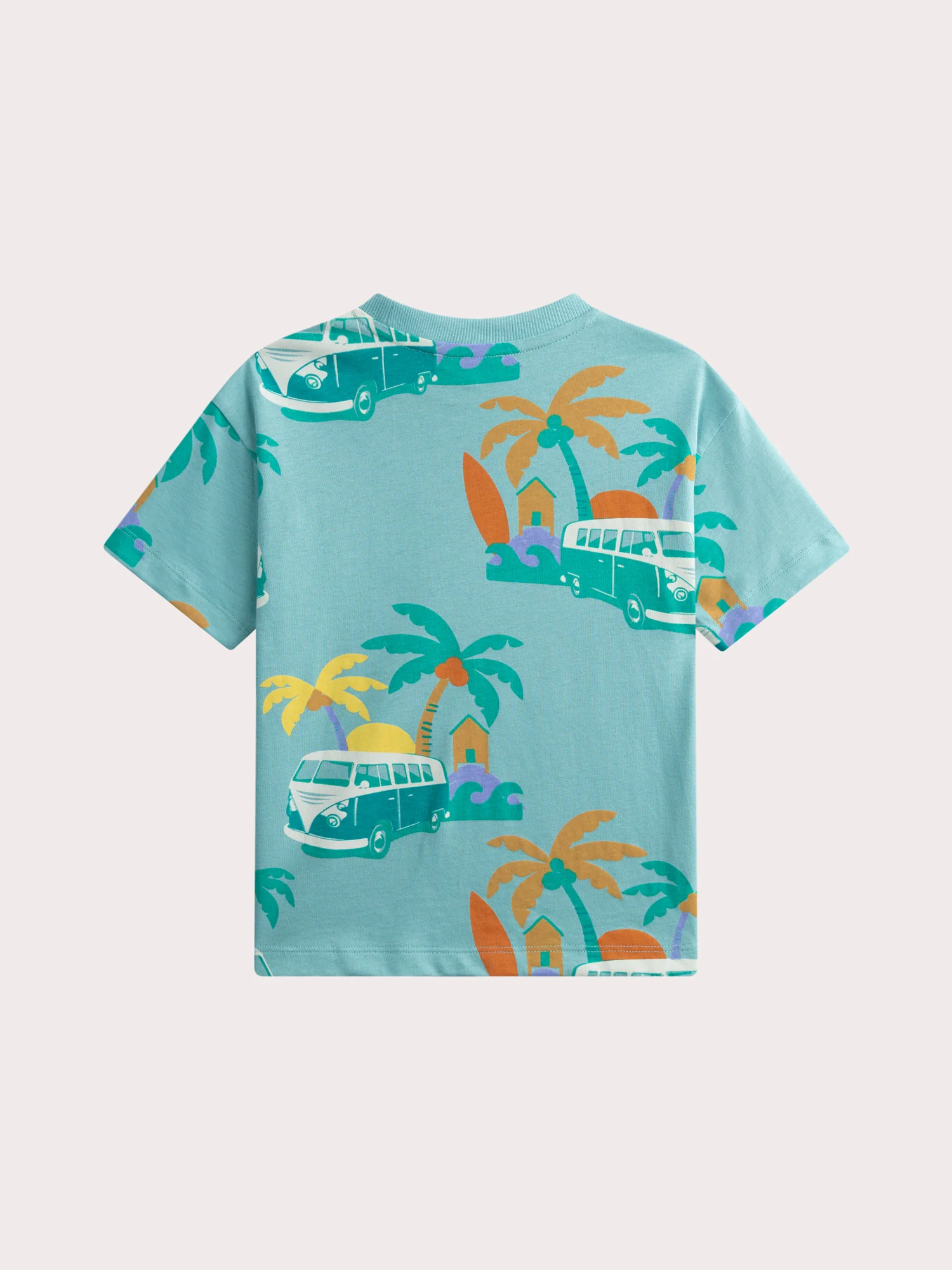 Ensemble t-shirt animation palmiers et short vleu ciel - Image 5