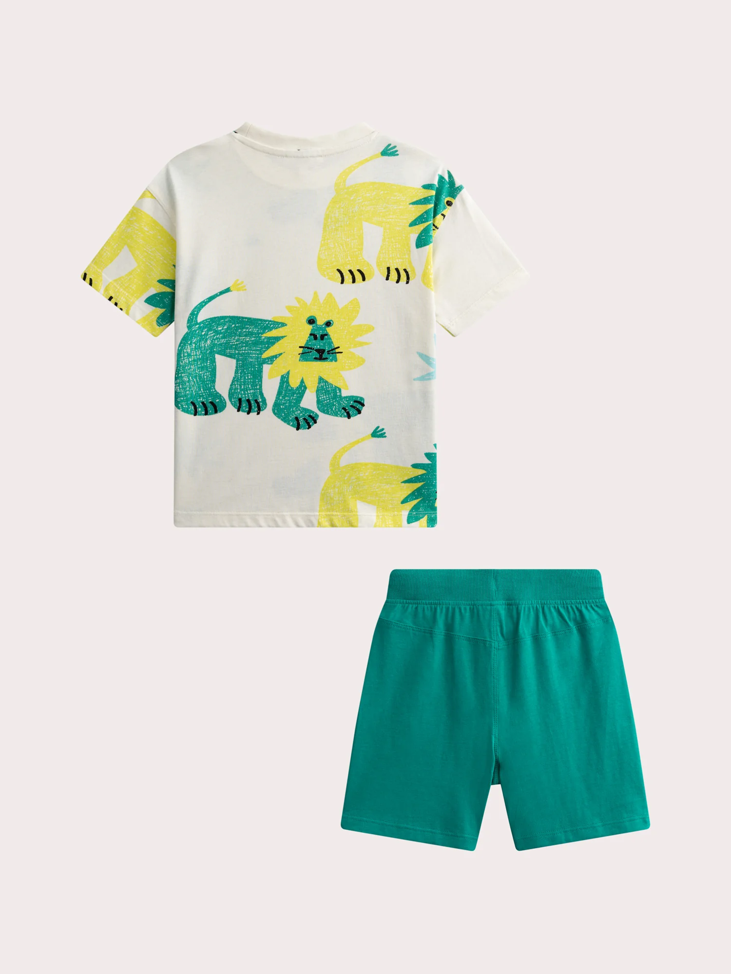 Ensemble t-shirt imprimé lion et short vert - Image 2