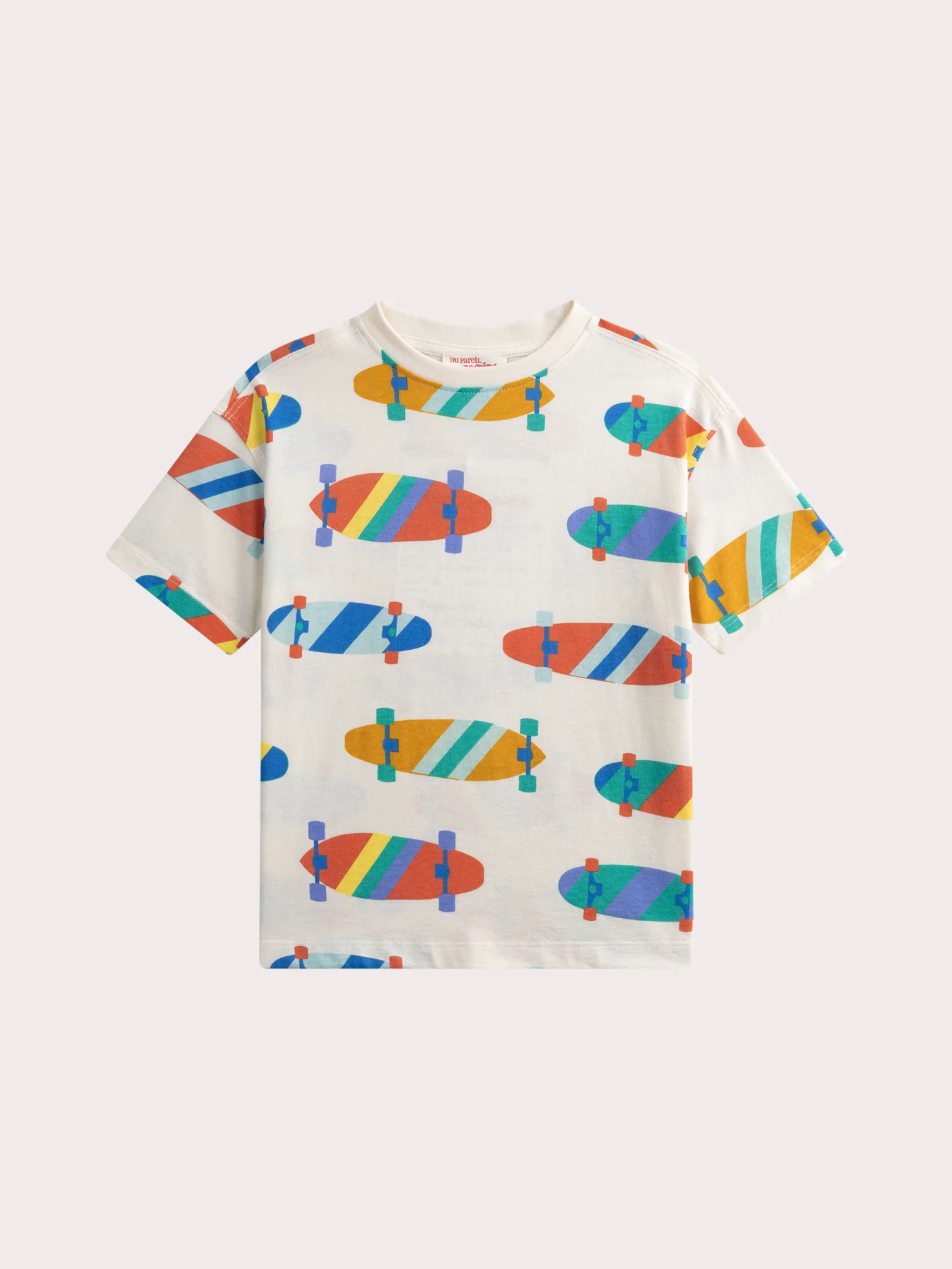 Ensemble t-shirt imprimé skateboard et short moutarde - Image 3