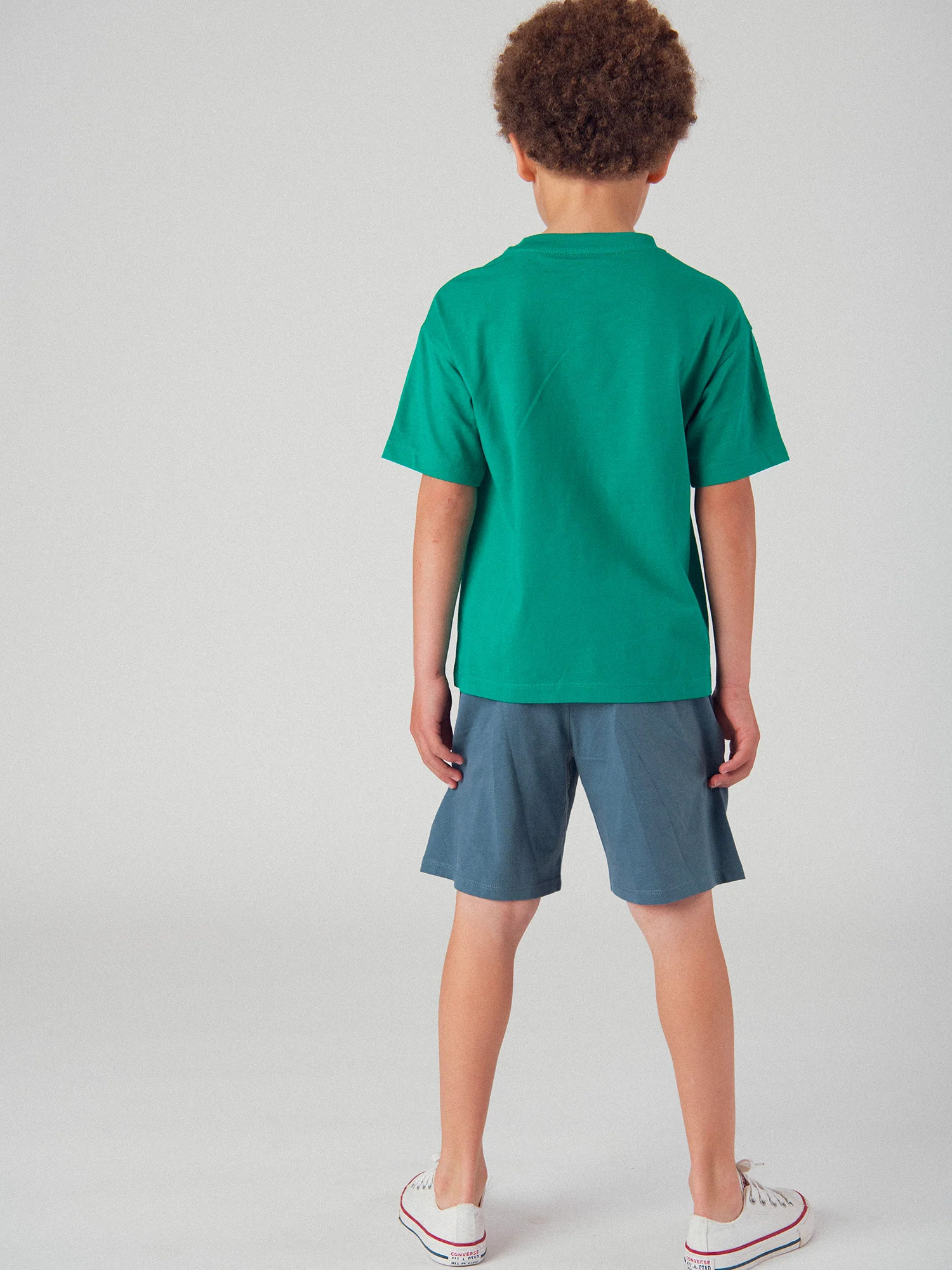 Ensemble t-shirt vert et short bleu foncé avec animation pour garçon - Image 5