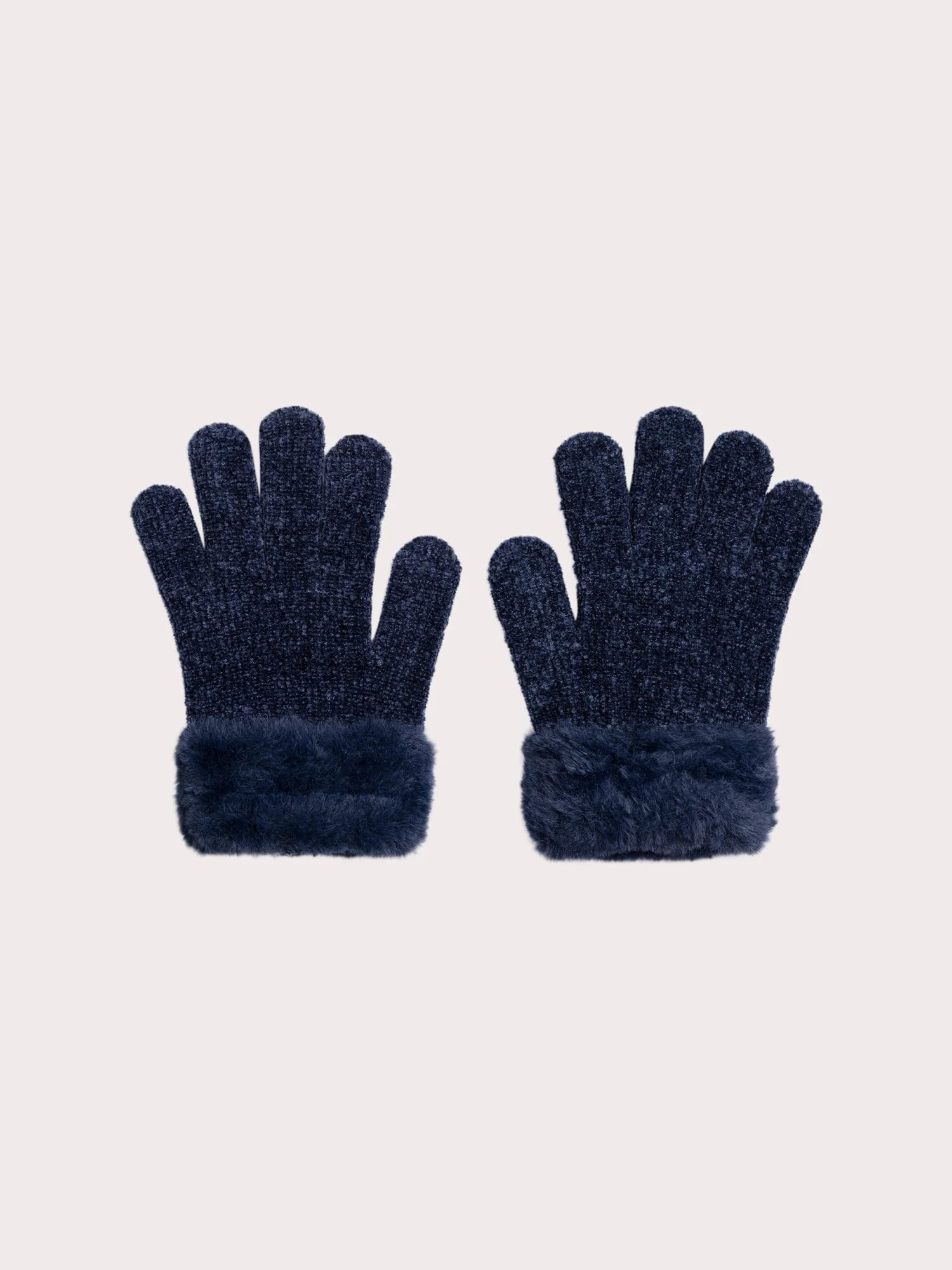 Gants bleus en maille pour fille